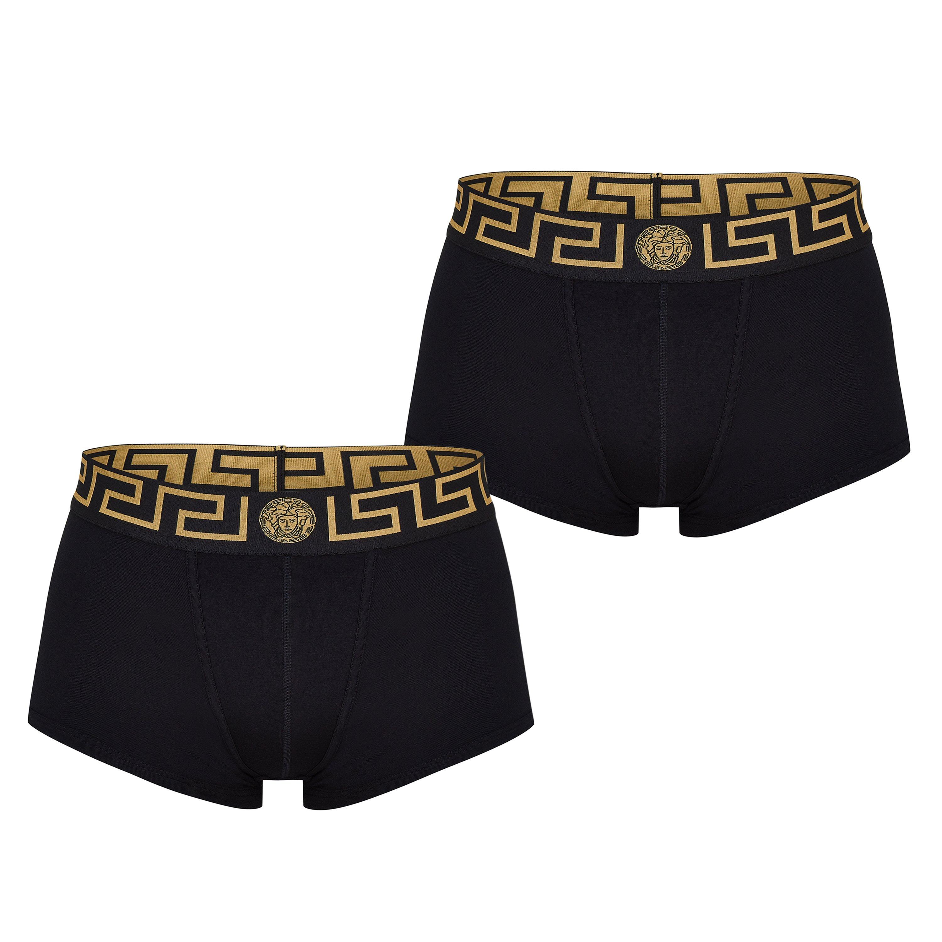 Versace Icon Men's Two Pack Greca Waistband Trunks - Black A80g - S