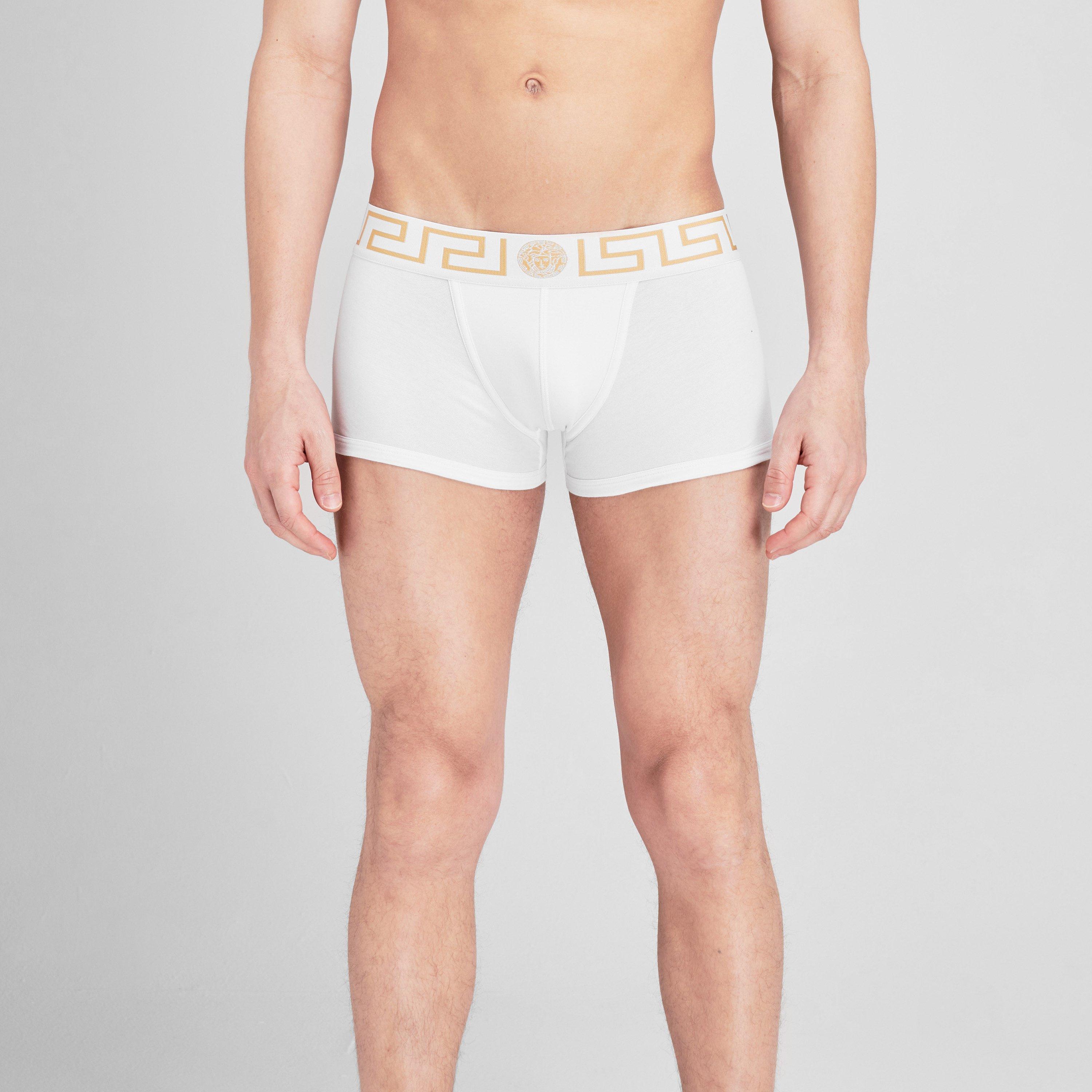 Black/Wht A83K - Versace Icon - Two Pack Greca Waistband Trunks - 2