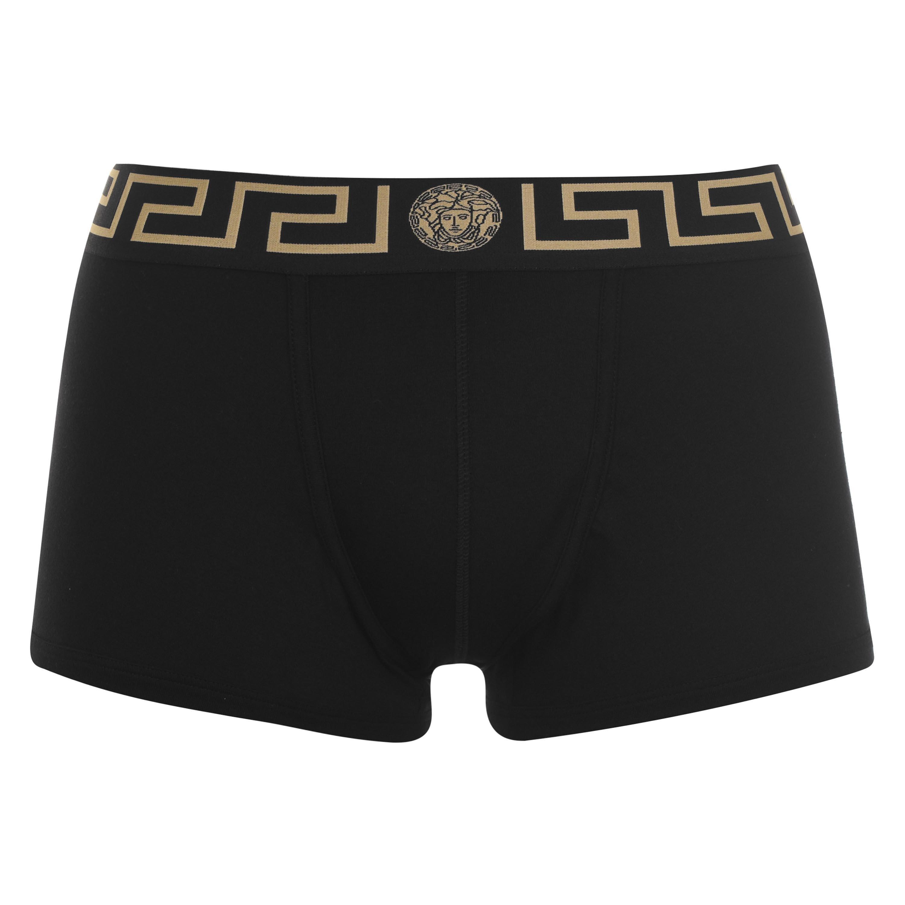 Black/Wht A83K - Versace Icon - Two Pack Greca Waistband Trunks - 7