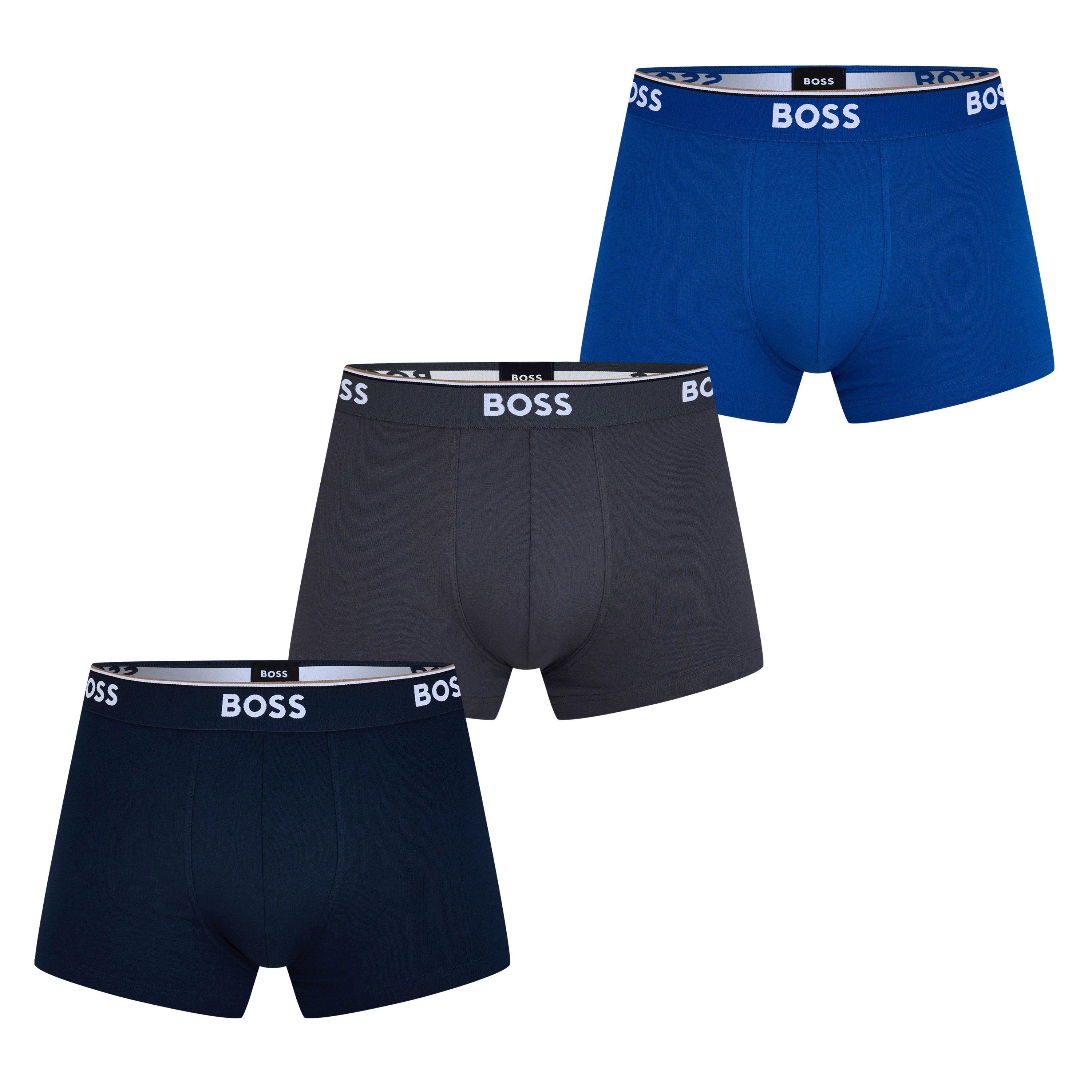 Blk/Nvy/Blu 487 - Boss - Mens BOSS Bodywear 3-Pack Boxer Shorts with Logo Detail - 11