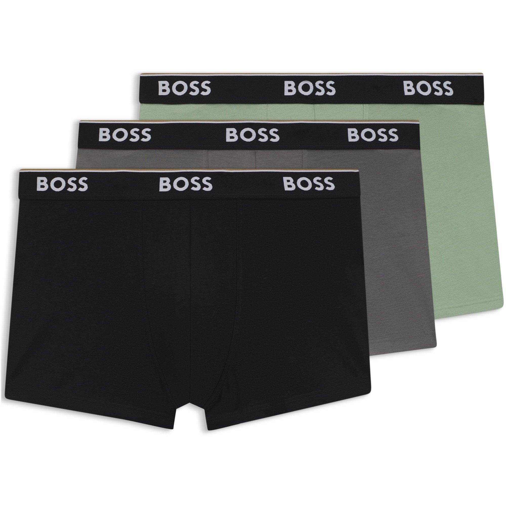 Boss Mens BOSS Bodywear 3-Pack Boxer Shorts with Logo Detail - Blk/Gry/Grn 960 - Large