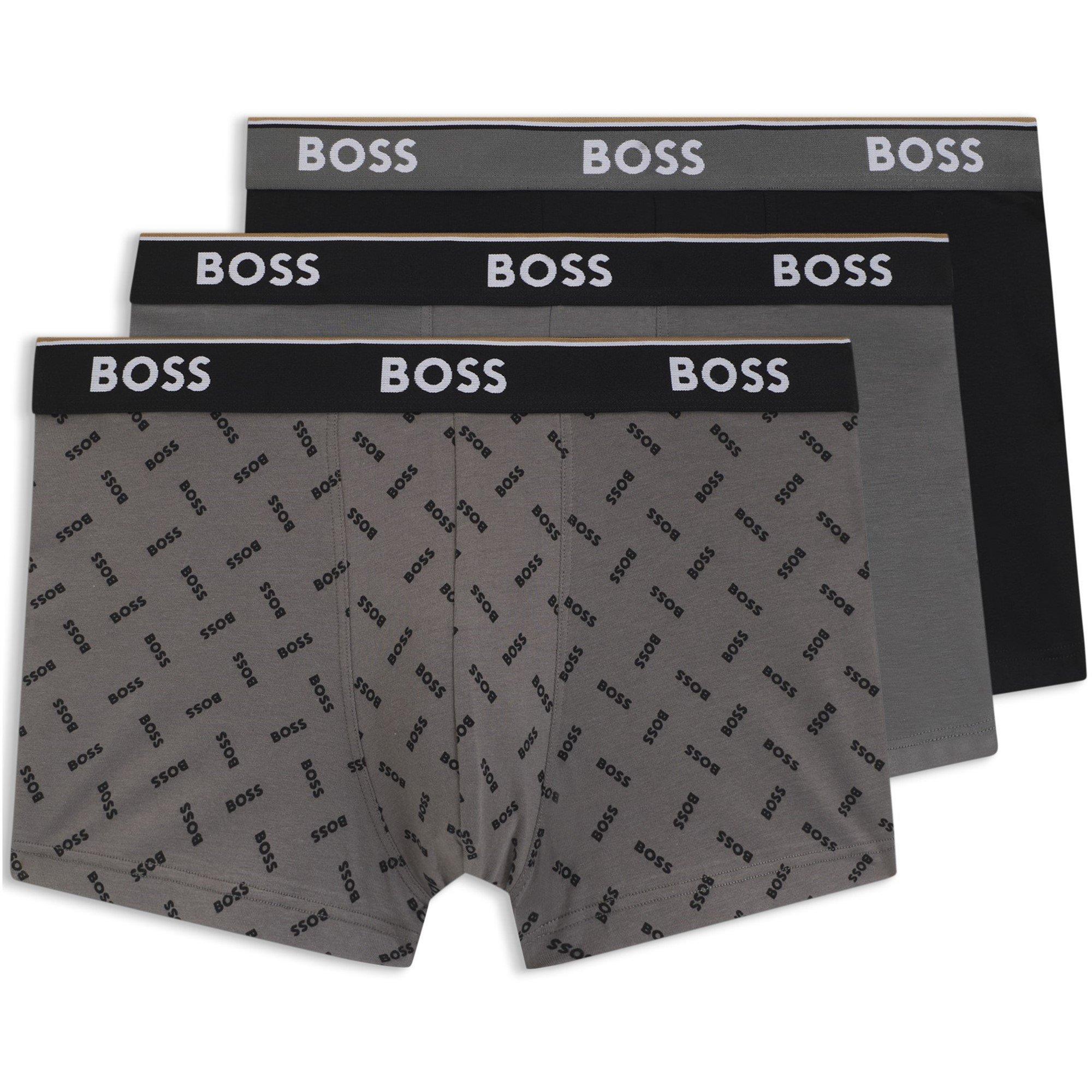 Boss Men's Bodywear 3-Pack Boxer Shorts With Logo Detail - Blk/Gry 060 - Small