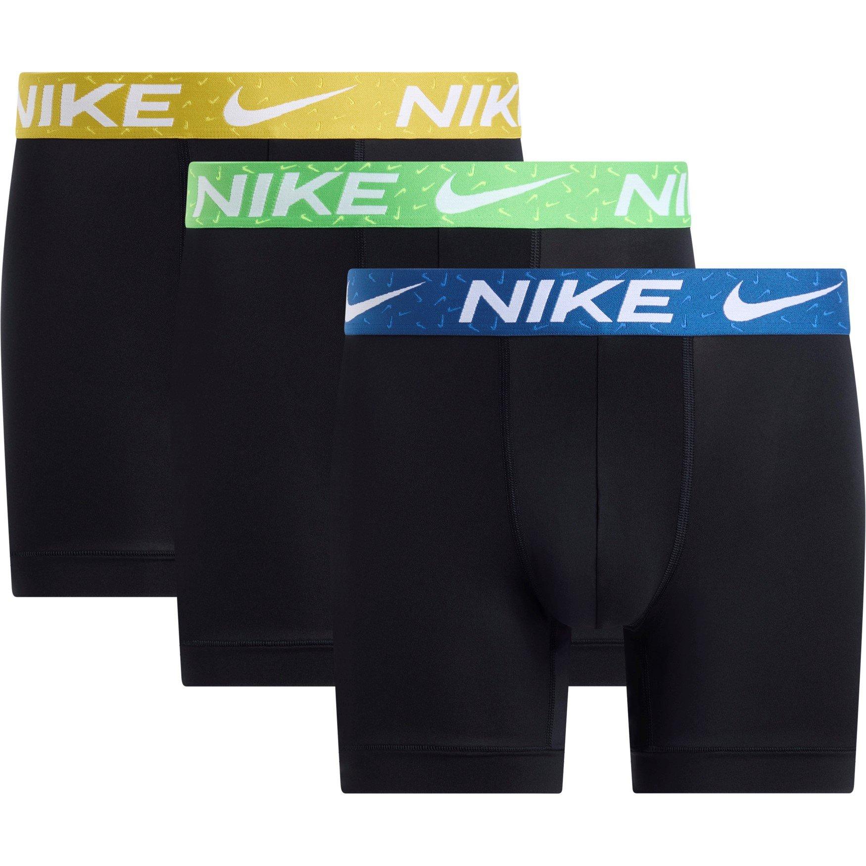 Nike Men's 3 Pack Dri-Fit Boxer Shorts - Blu/Grn/Yel Wb - Small