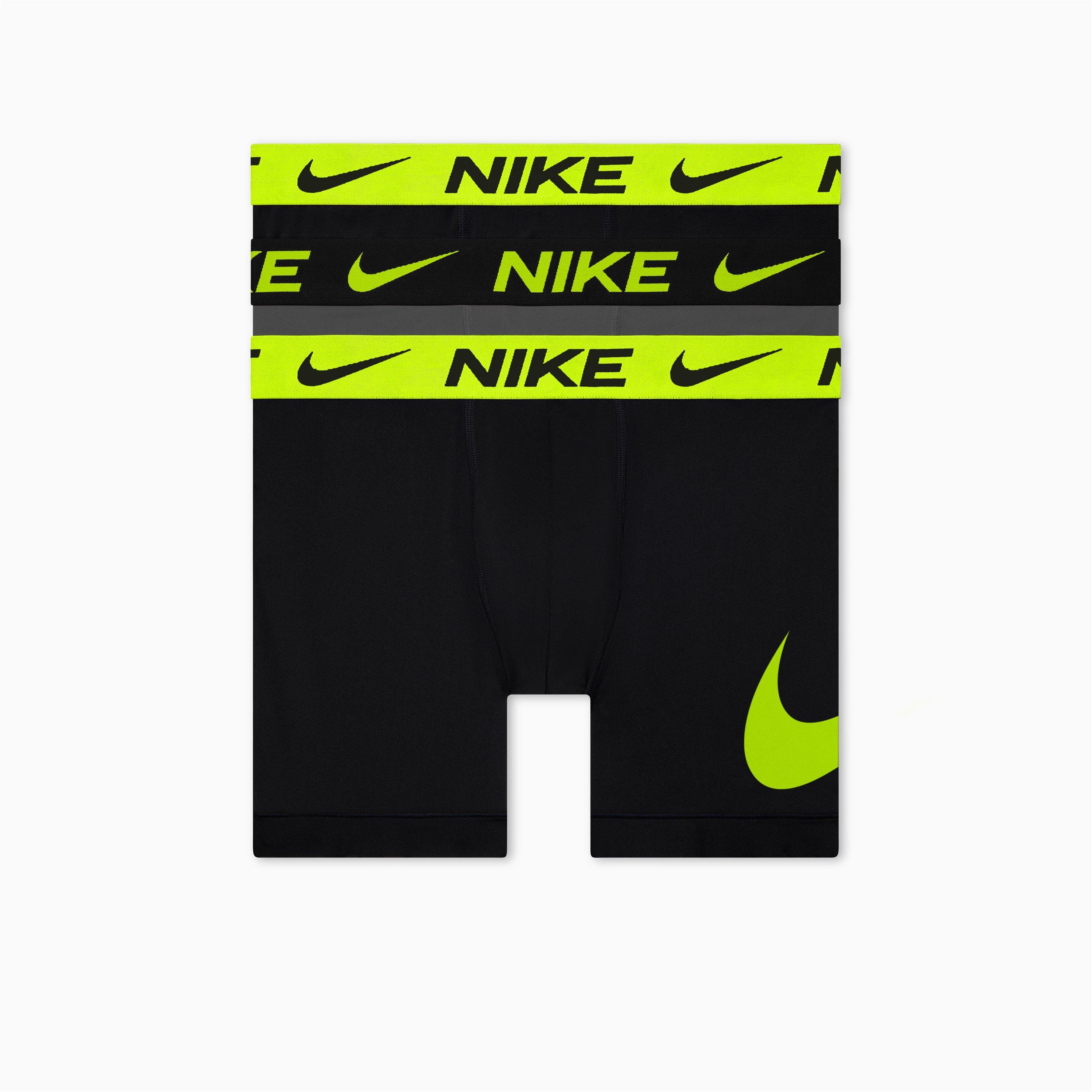 Nike Men's 3 Pack Dri-Fit Boxer Shorts - Blk/Gry/Volt - Small