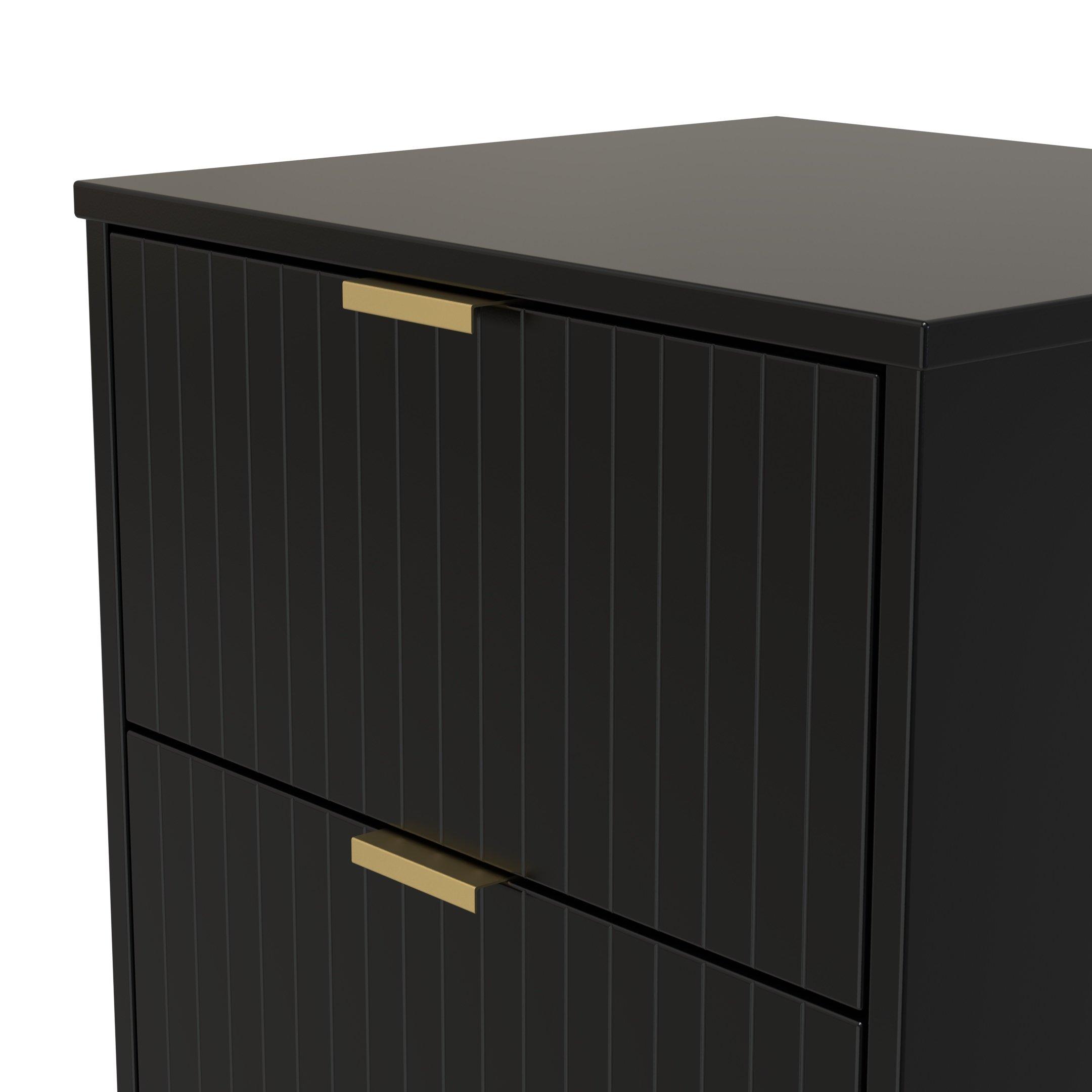Deep Black & Bl - Welcome Furniture - Nashville 2 Drawer Bedside Cabinet - 4