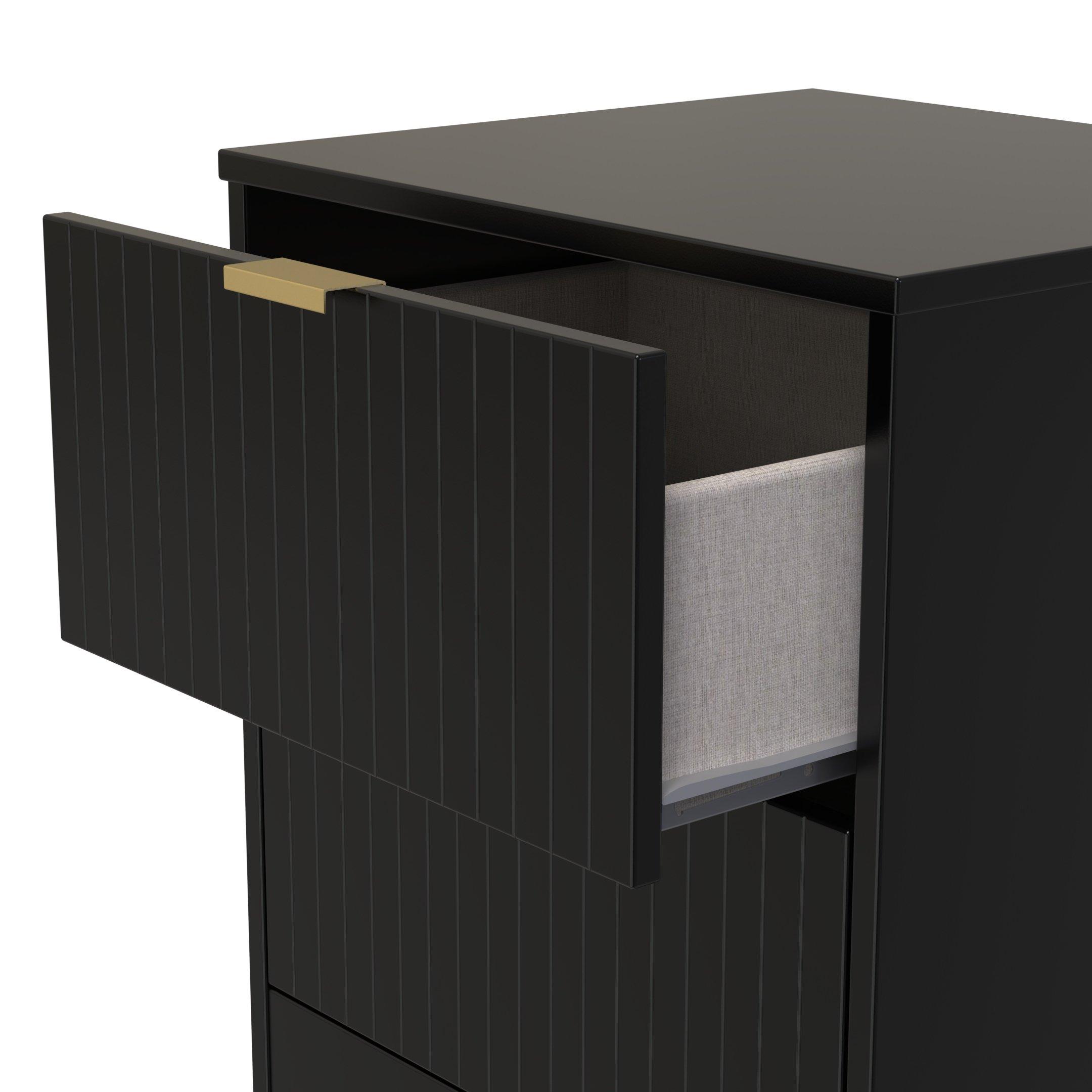 Deep Black & Bl - Welcome Furniture - Nashville 2 Drawer Bedside Cabinet - 5