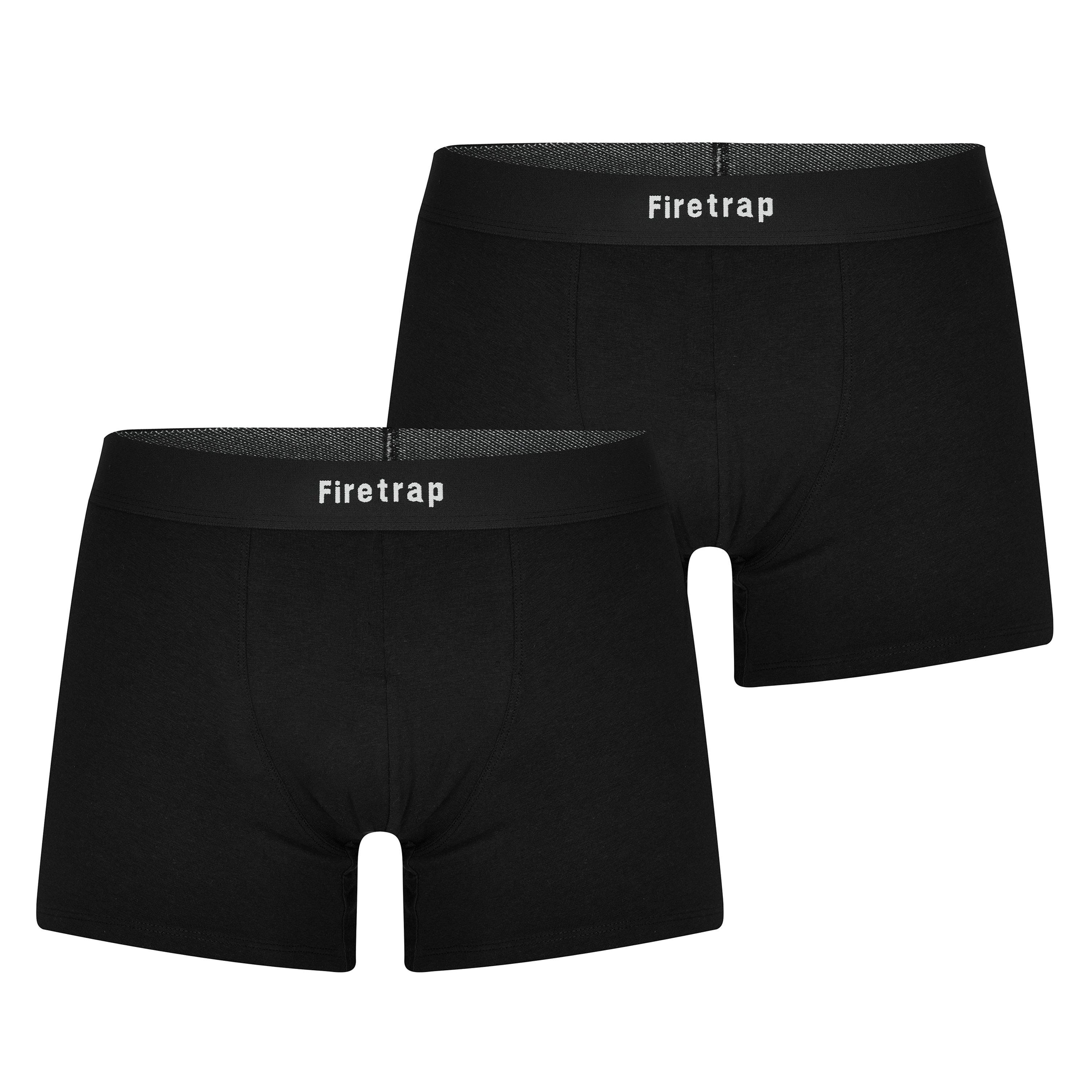 Firetrap Men's 2 Pack Trunks - Black / Black - Small