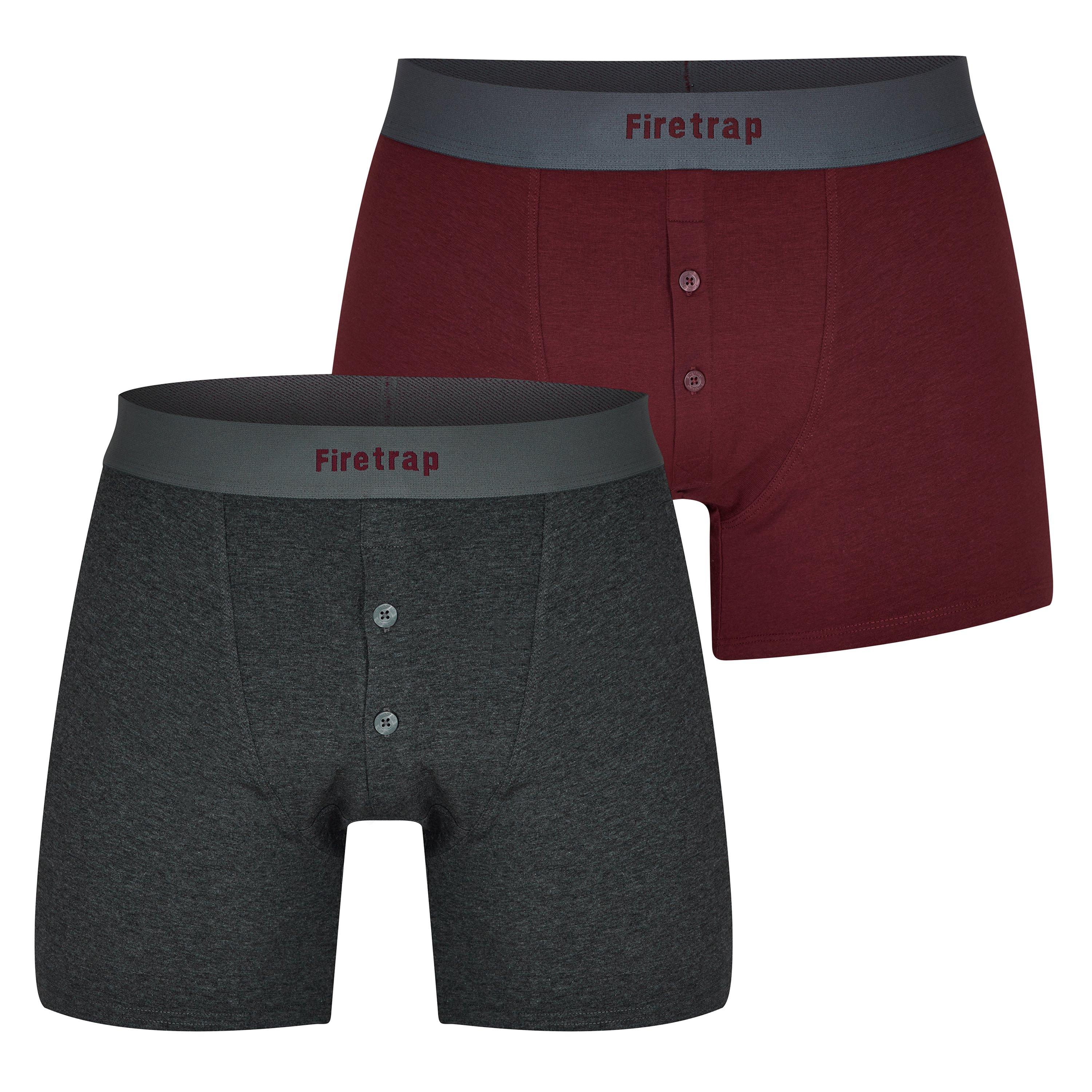 Grey / Wine - Firetrap - 2 Pack Boxers - 1