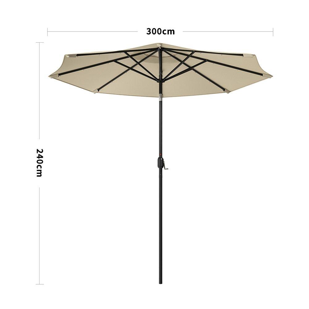 Beige - Breeins - Solar 24 LED Lights Parasol with Crank Beige - 6