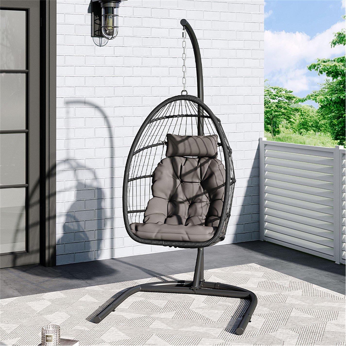 Black - Breeins - Outdoor Hanging Egg-Shaped Chair - 2