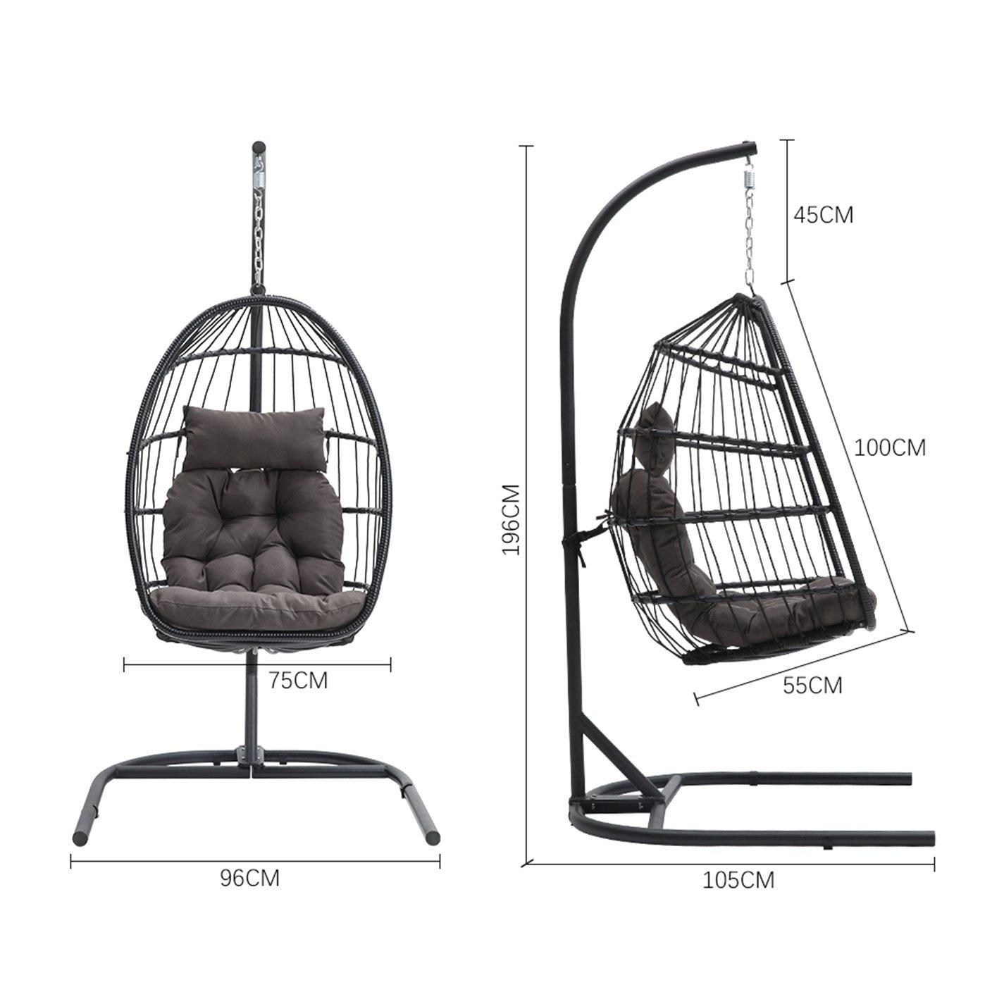 Black - Breeins - Outdoor Hanging Egg-Shaped Chair - 12