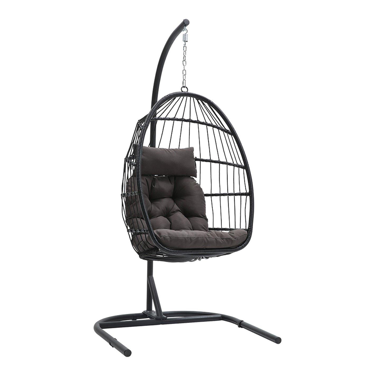 Black - Breeins - Outdoor Hanging Egg-Shaped Chair - 4