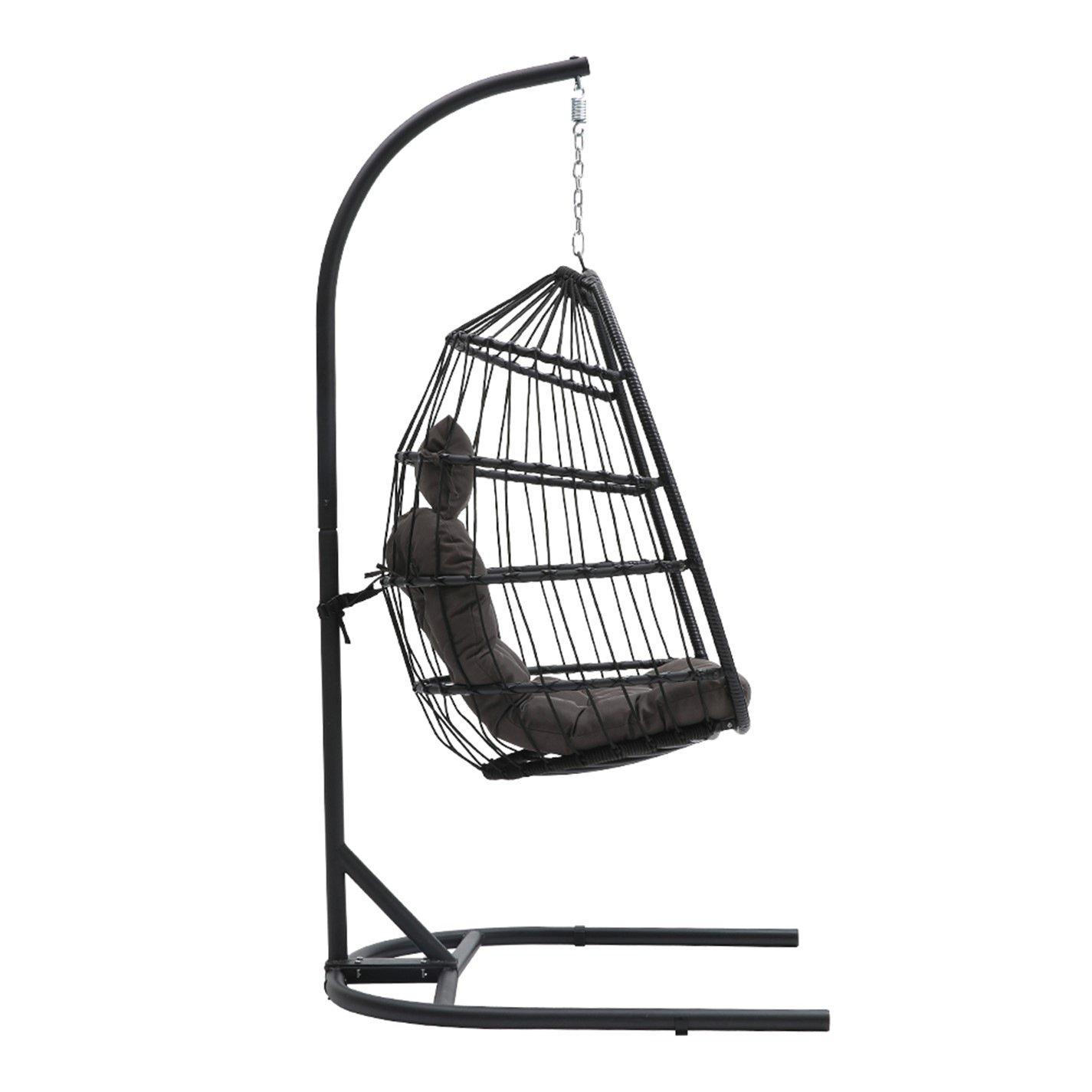 Black - Breeins - Outdoor Hanging Egg-Shaped Chair - 5