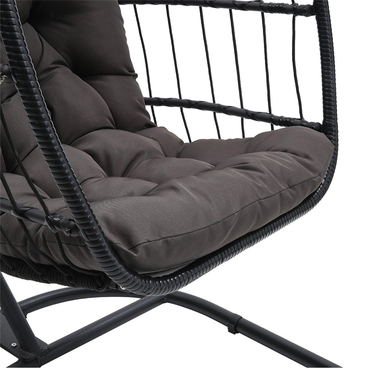 Black - Breeins - Outdoor Hanging Egg-Shaped Chair - 6