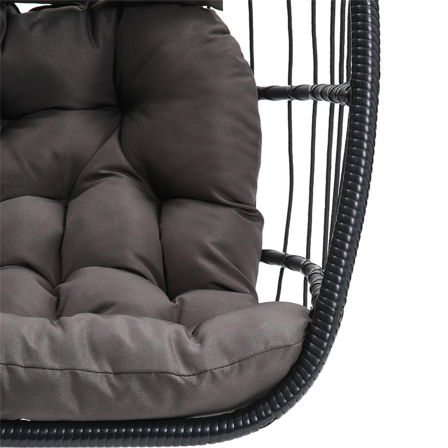 Black - Breeins - Outdoor Hanging Egg-Shaped Chair - 7