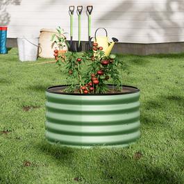 Breeins 80cm Roundm Steel Raised Garden Bed Green