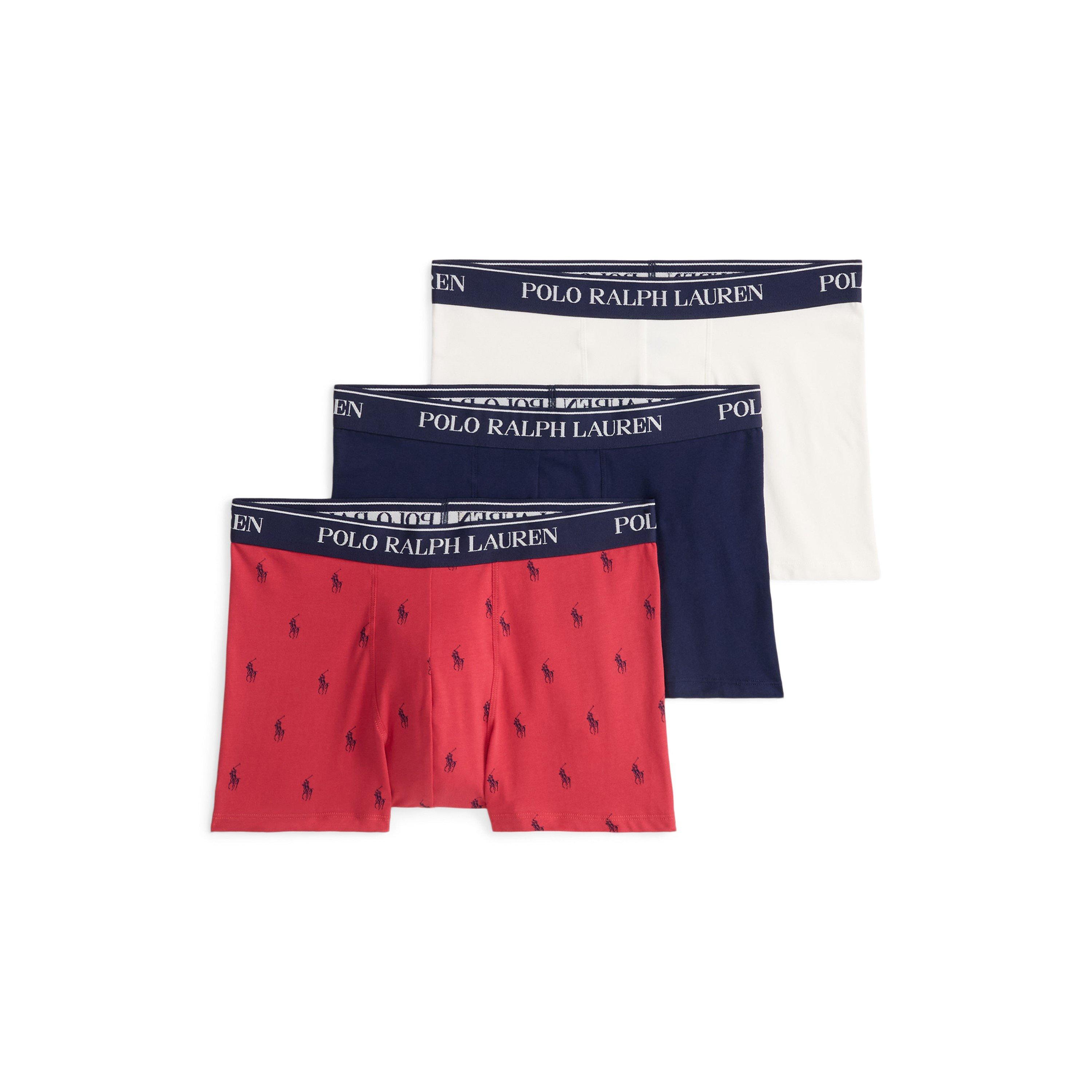 Polo Ralph Lauren Men's 3-Pack Cotton Trunks - Red AOP/Wht/Nvy - Medium