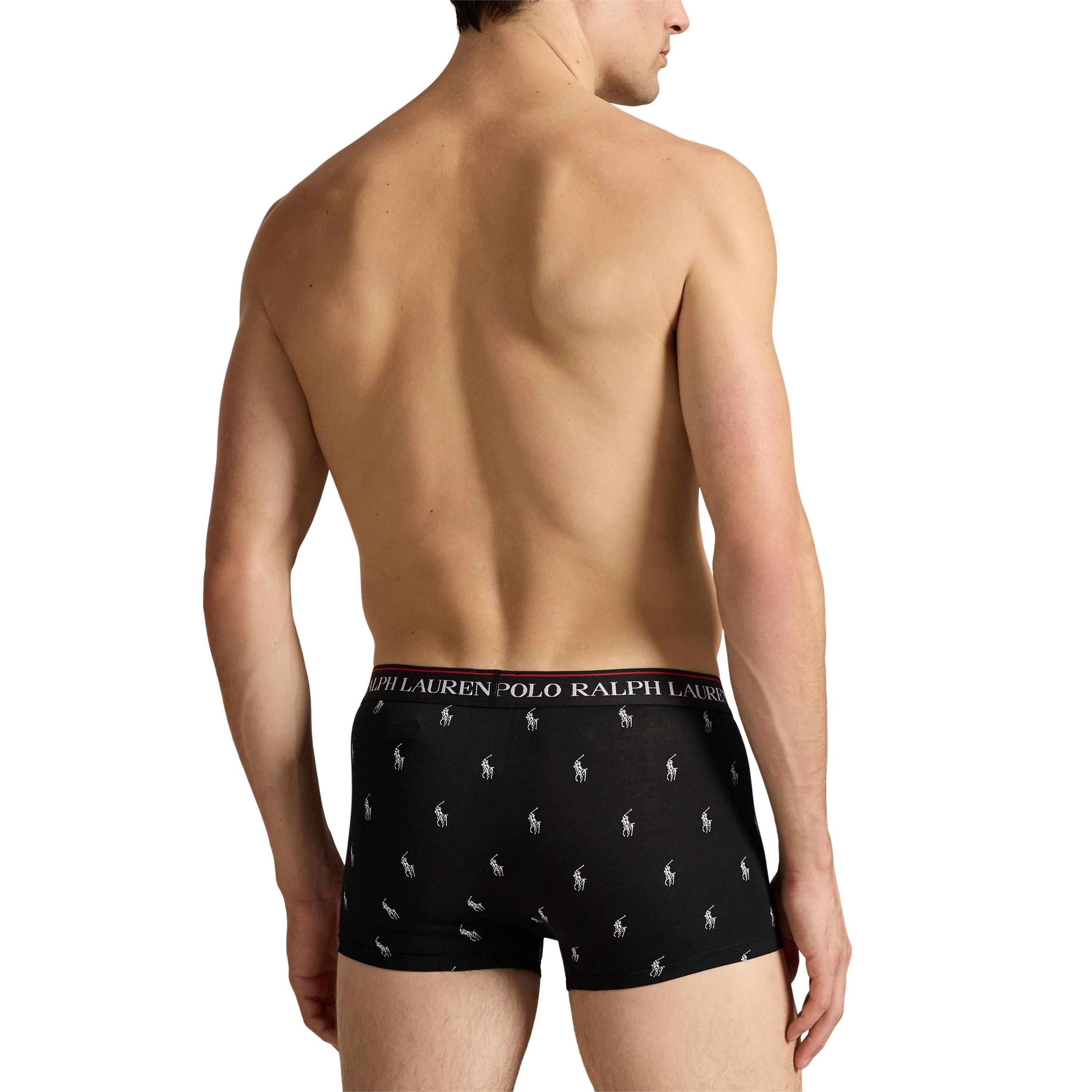 Blk/Stripe/AOP - Polo Ralph Lauren - Mens 3-Pack Cotton Trunks - 3