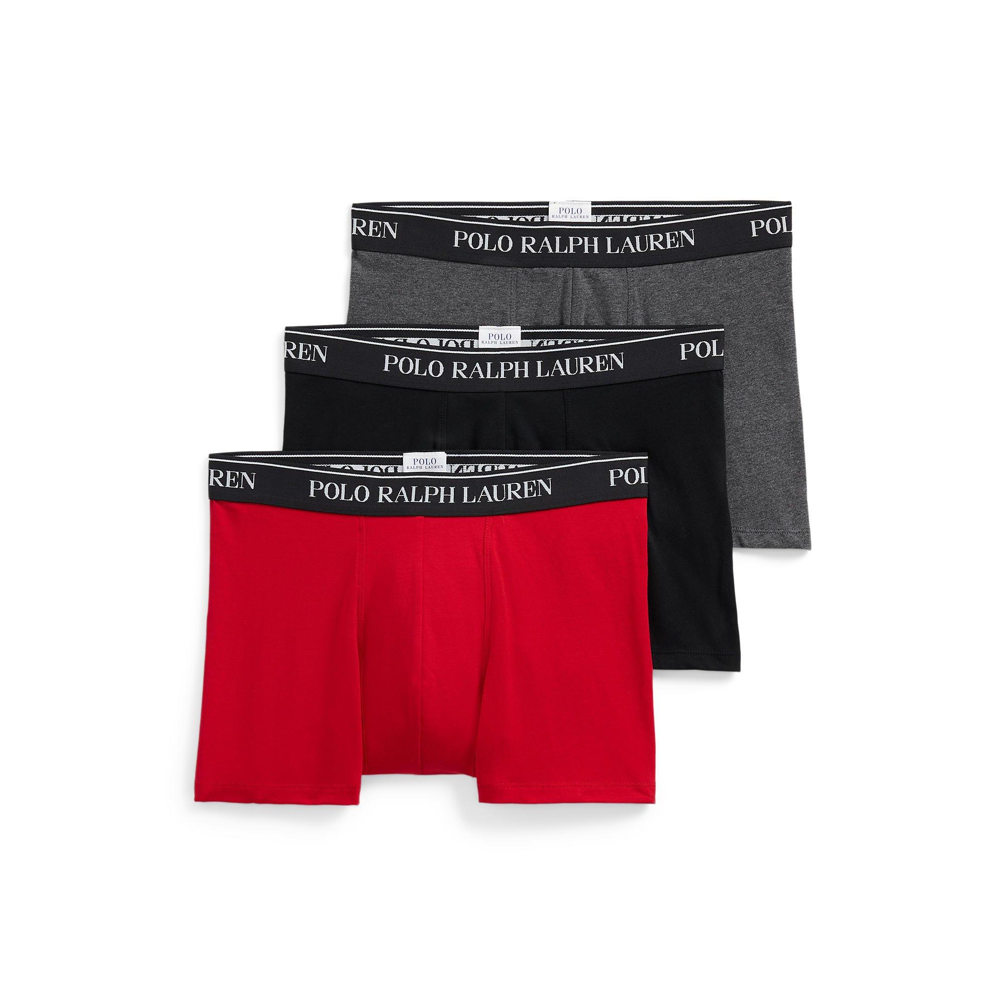 Polo Ralph Lauren Men's Blk/Hthr/Red 3-Pack Cotton Trunks - 2X Large