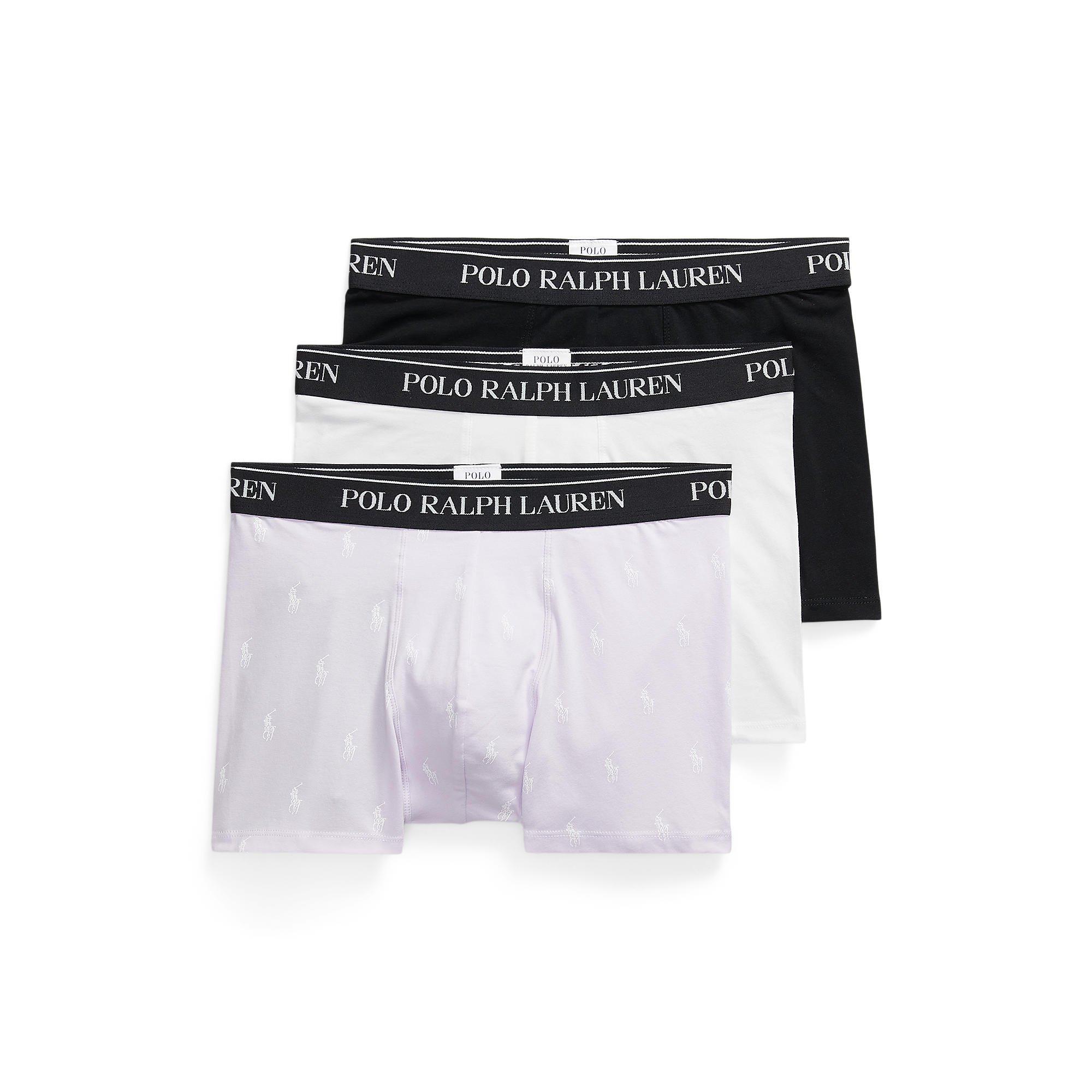 Polo Ralph Lauren Men's 3-Pack Cotton Trunks - Blk/Wht/AOP - Large