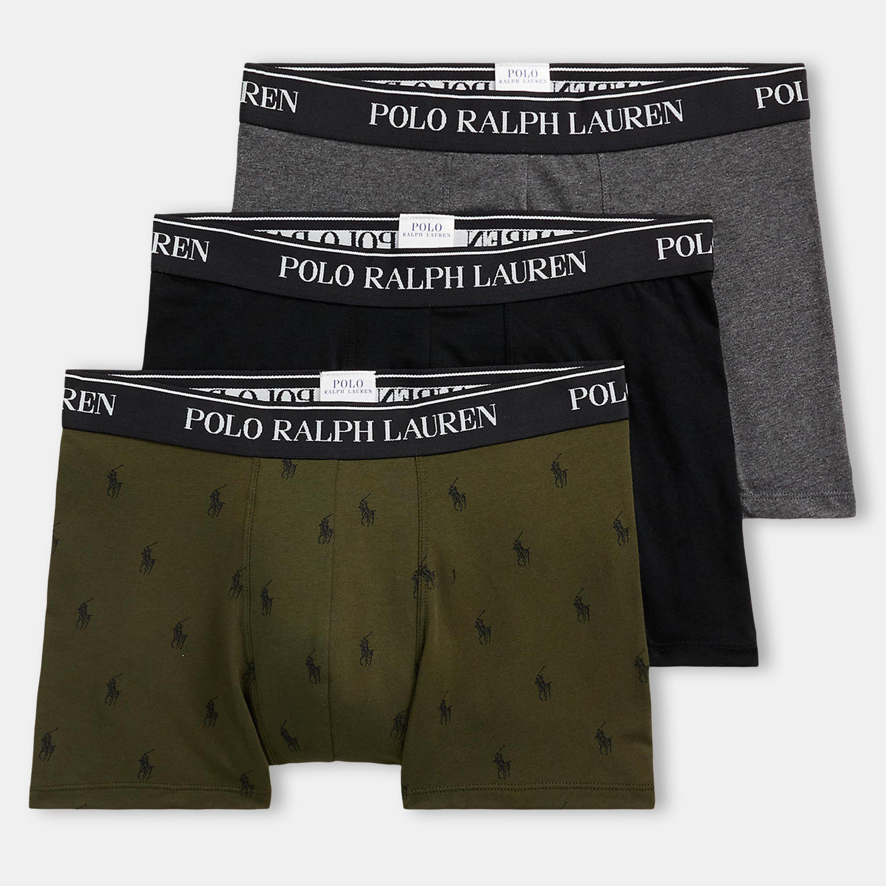 Polo Ralph Lauren Men's 3-Pack Cotton Trunks - Blk/Aop/Gry - 2X Large