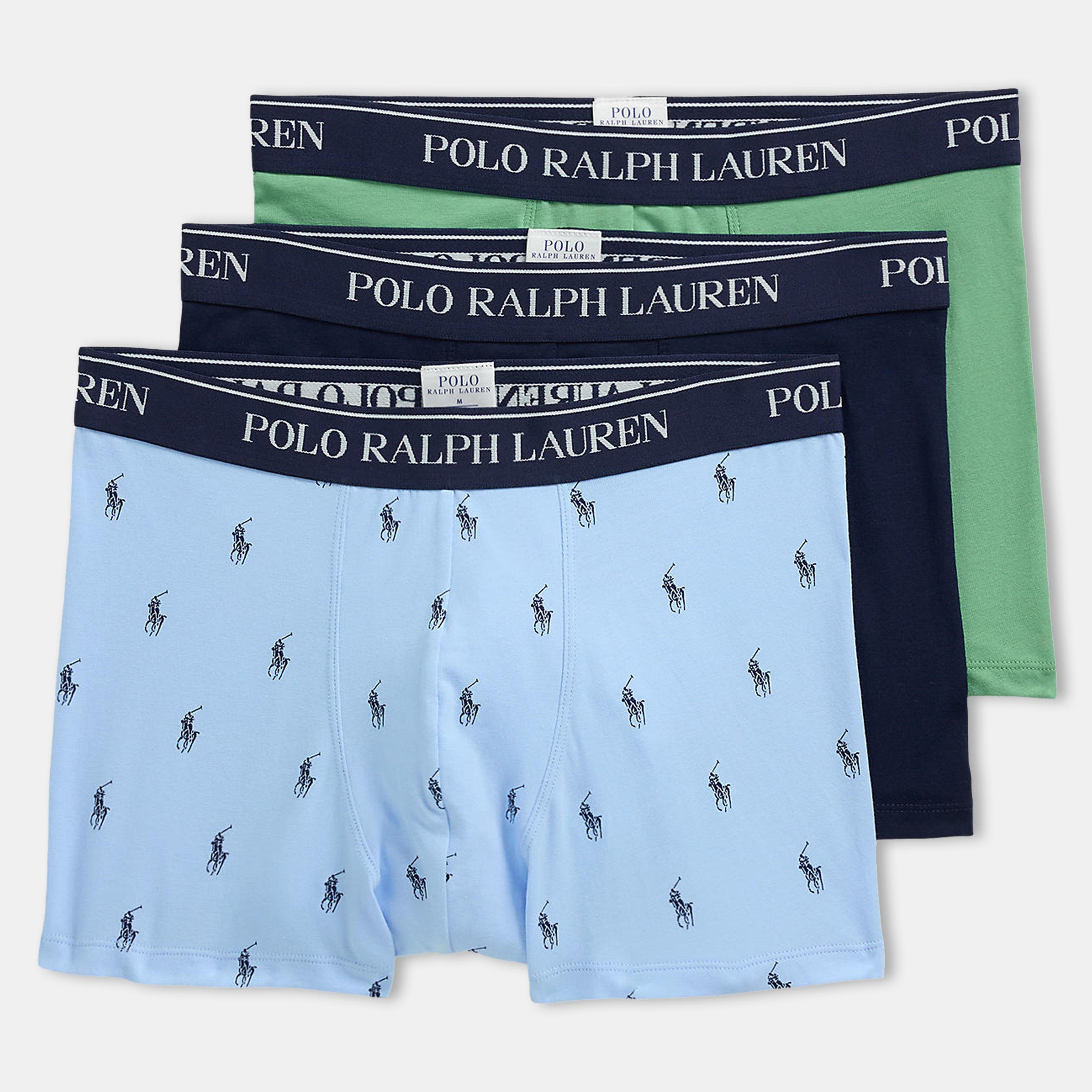 Polo Ralph Lauren Men's Nvy/Aop/Grn 3-Pack Cotton Trunks - 2X Large