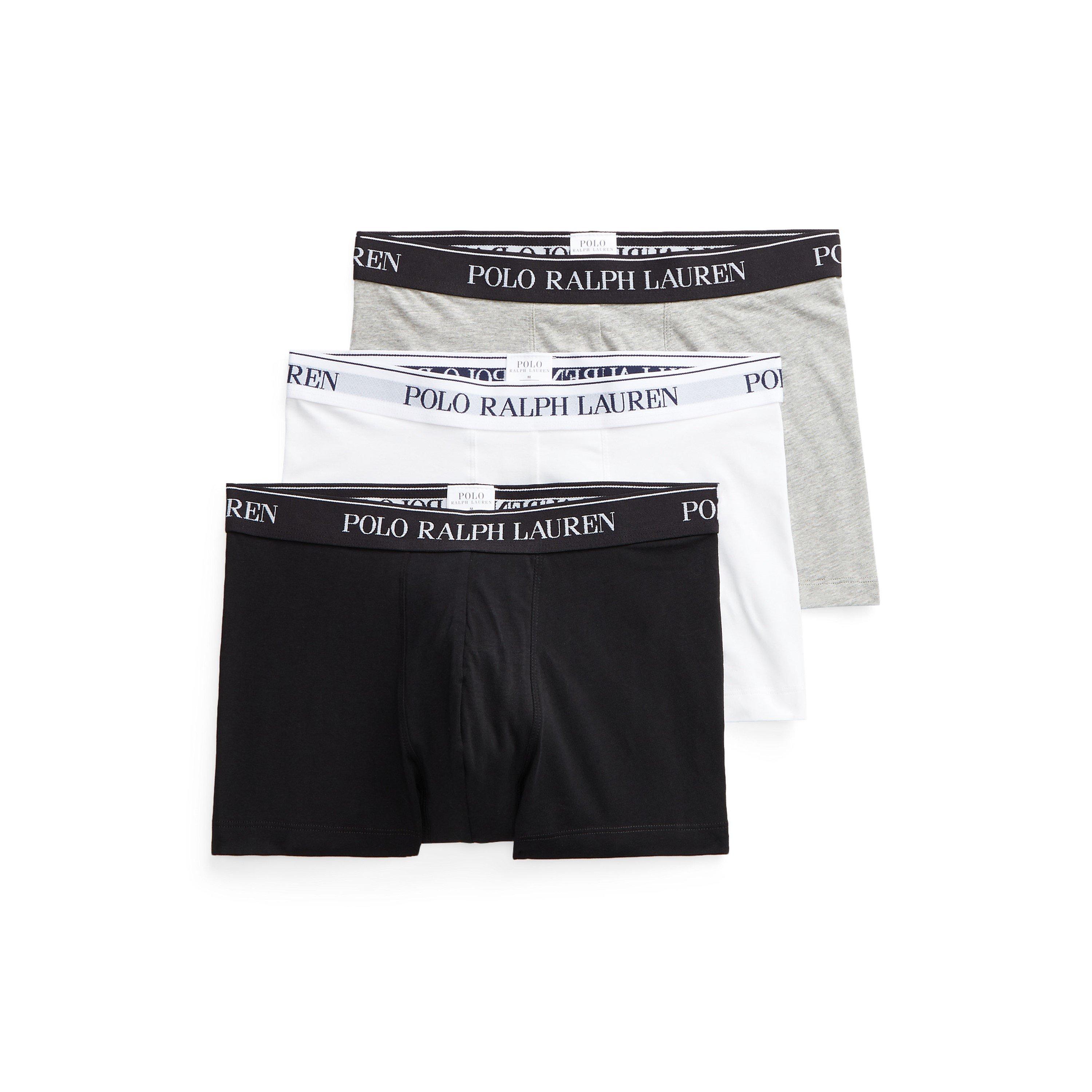 Polo Ralph Lauren Men's 3-Pack Cotton Trunks - Blck/White/Grey - Large
