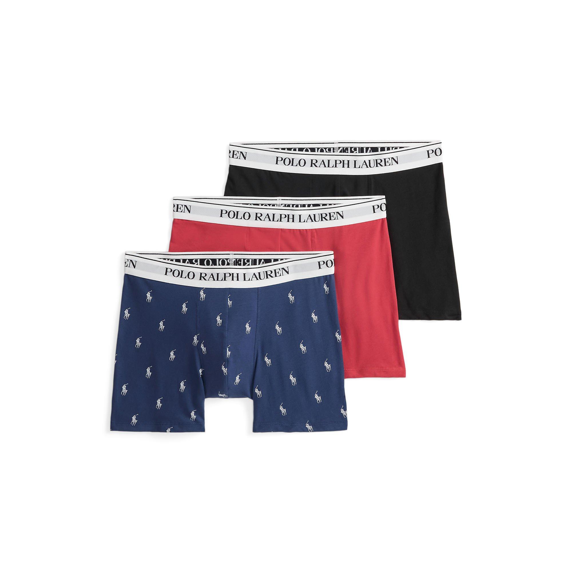 Nvy AOP/Red/Blk - Polo Ralph Lauren - Mens 3-Pack Boxer Briefs - 1