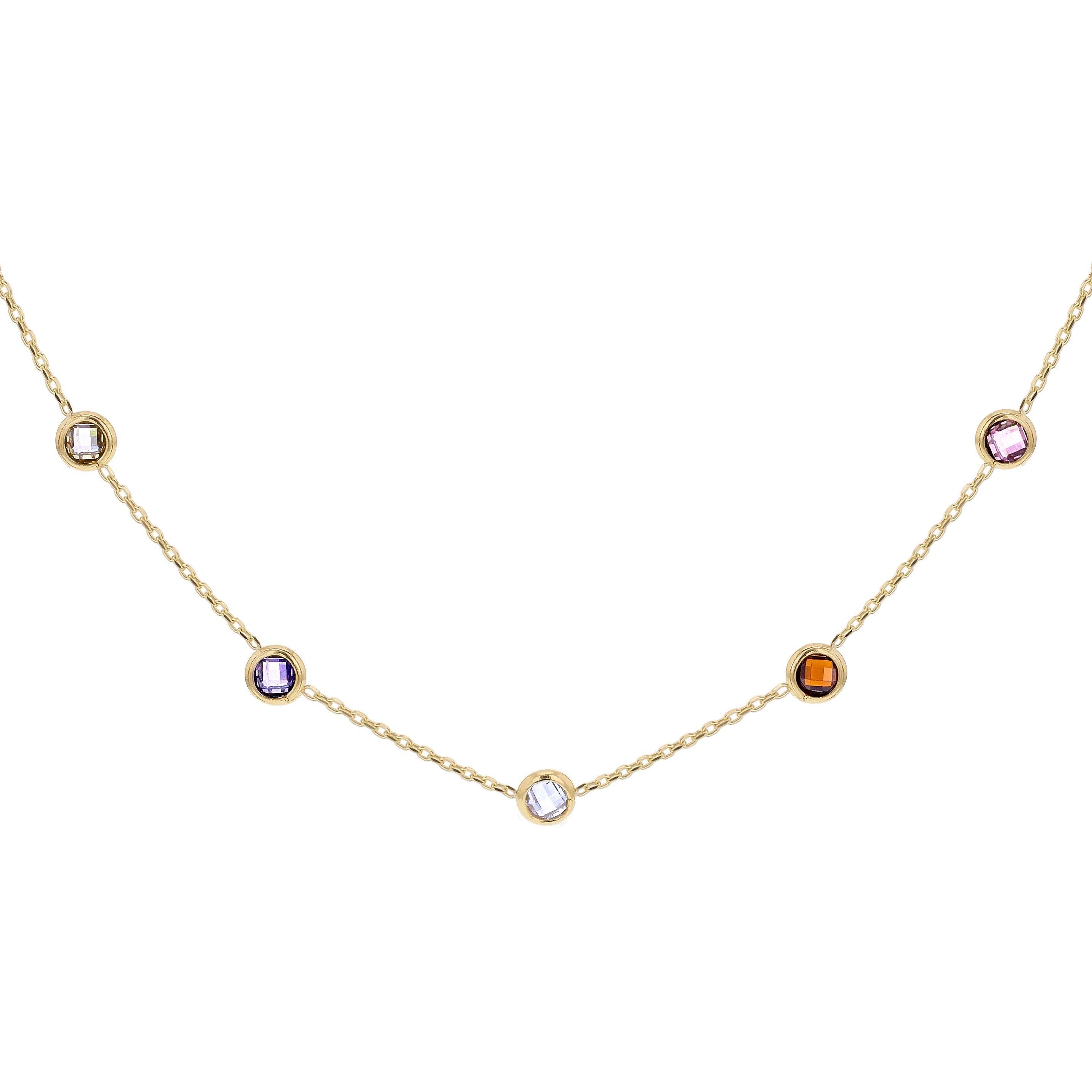 Yellow Gold - Be You - 9ct Gold Multi Coloured CZ Necklace - 1