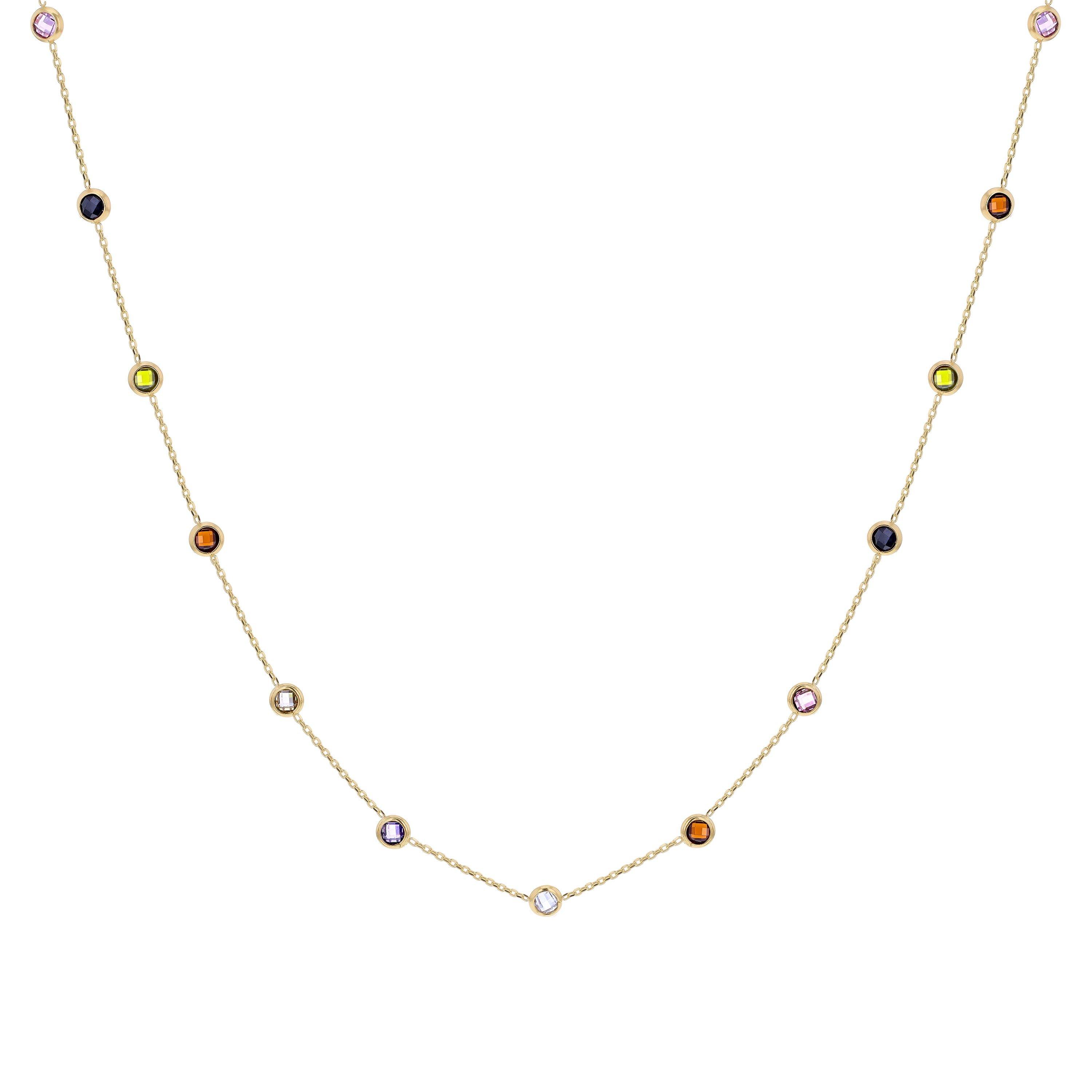 Yellow Gold - Be You - 9ct Gold Multi Coloured CZ Necklace - 2