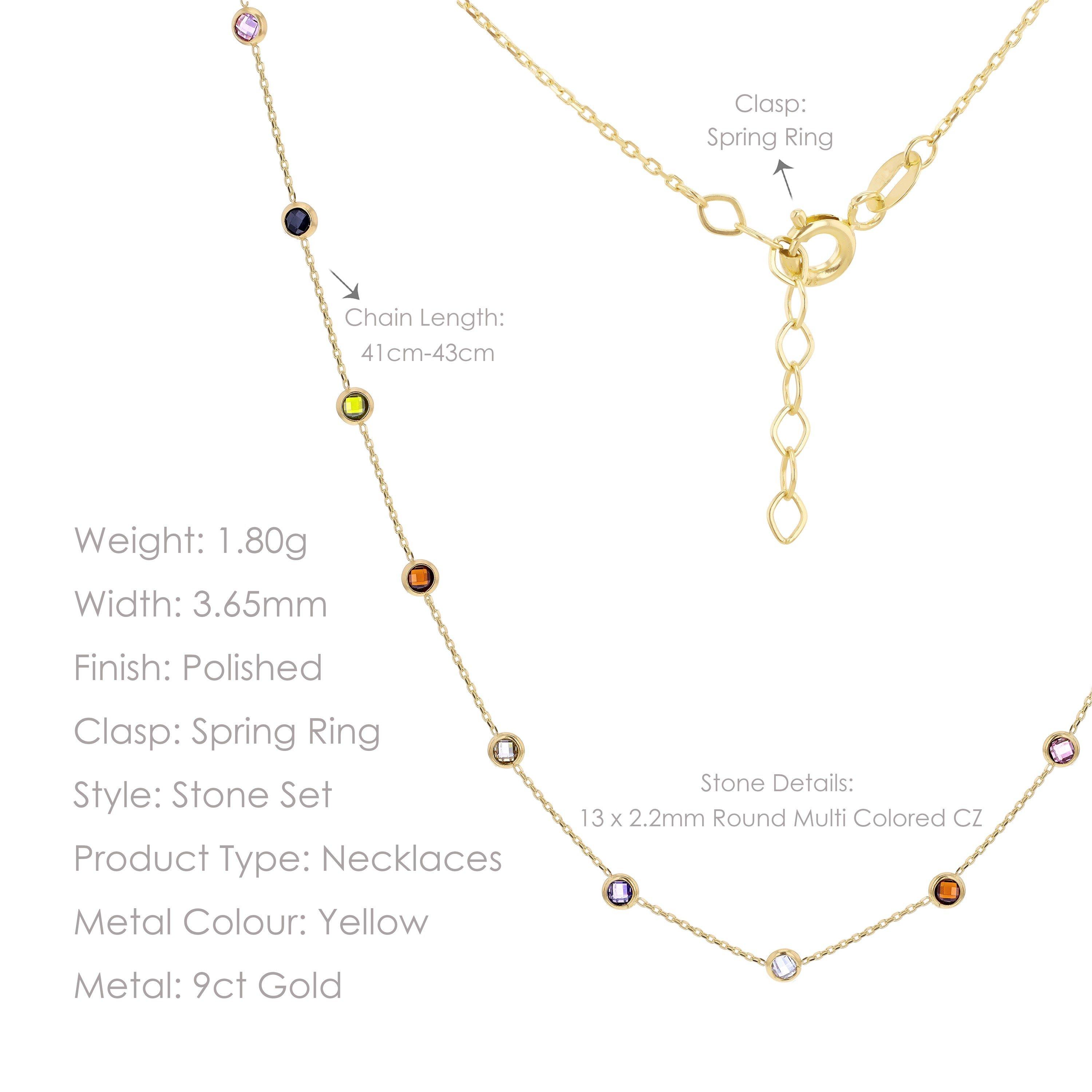 Yellow Gold - Be You - 9ct Gold Multi Coloured CZ Necklace - 5
