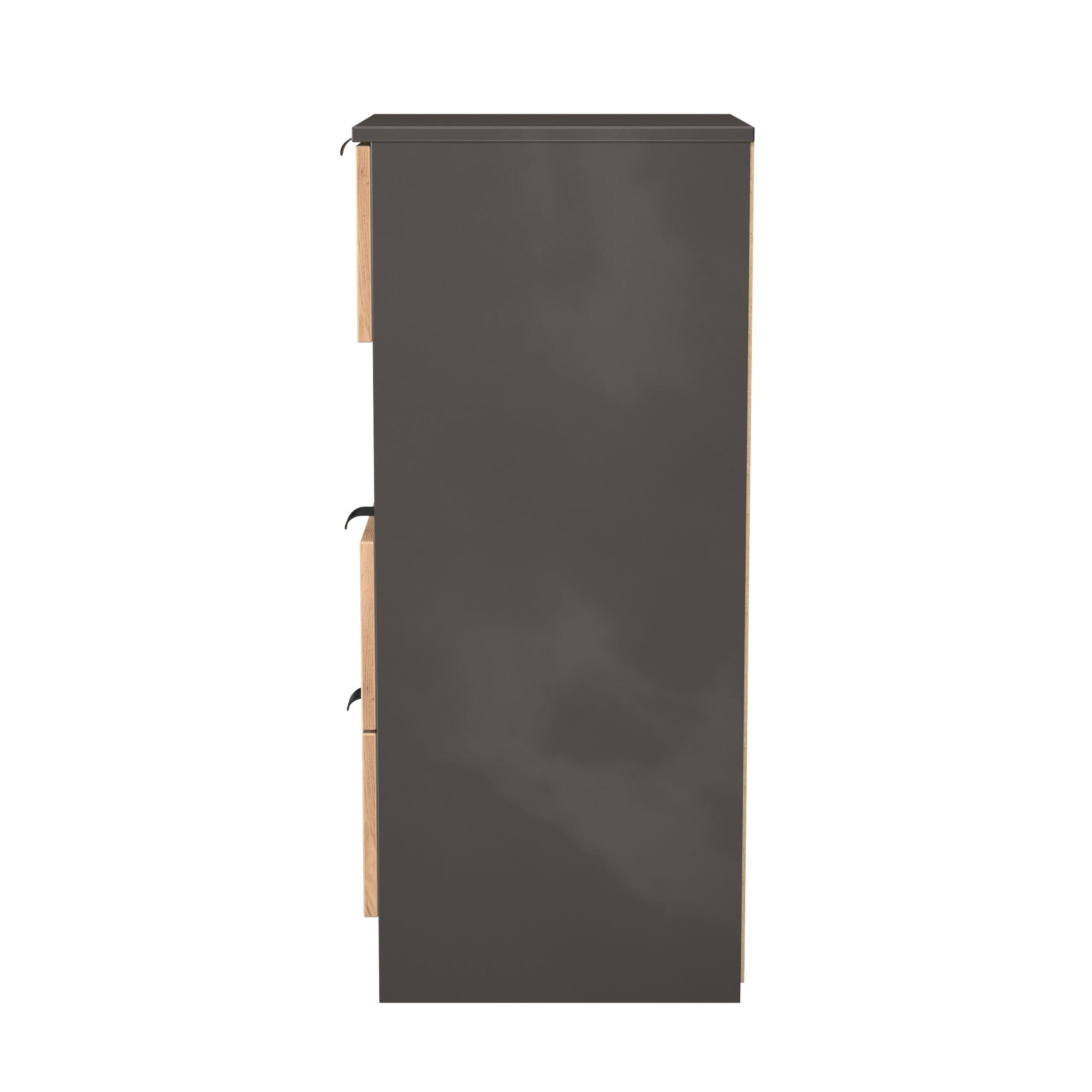 Craft Oak & Gra - Welcome Furniture - Solomon 3 Drawer Open Shelf Bedside Cabinet - 2