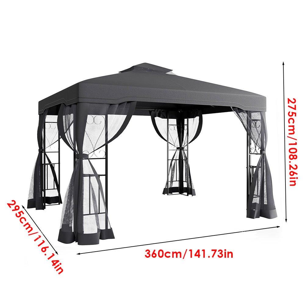 Grey - Breeins - Outdoor Garden Gazebo Shade Canopy Dark Grey - 3