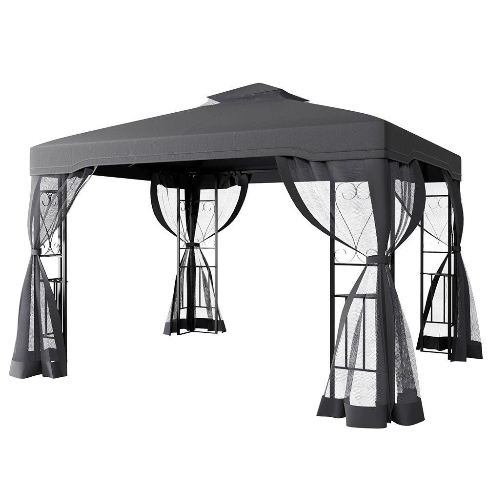 Grey - Breeins - Outdoor Garden Gazebo Shade Canopy Dark Grey - 4