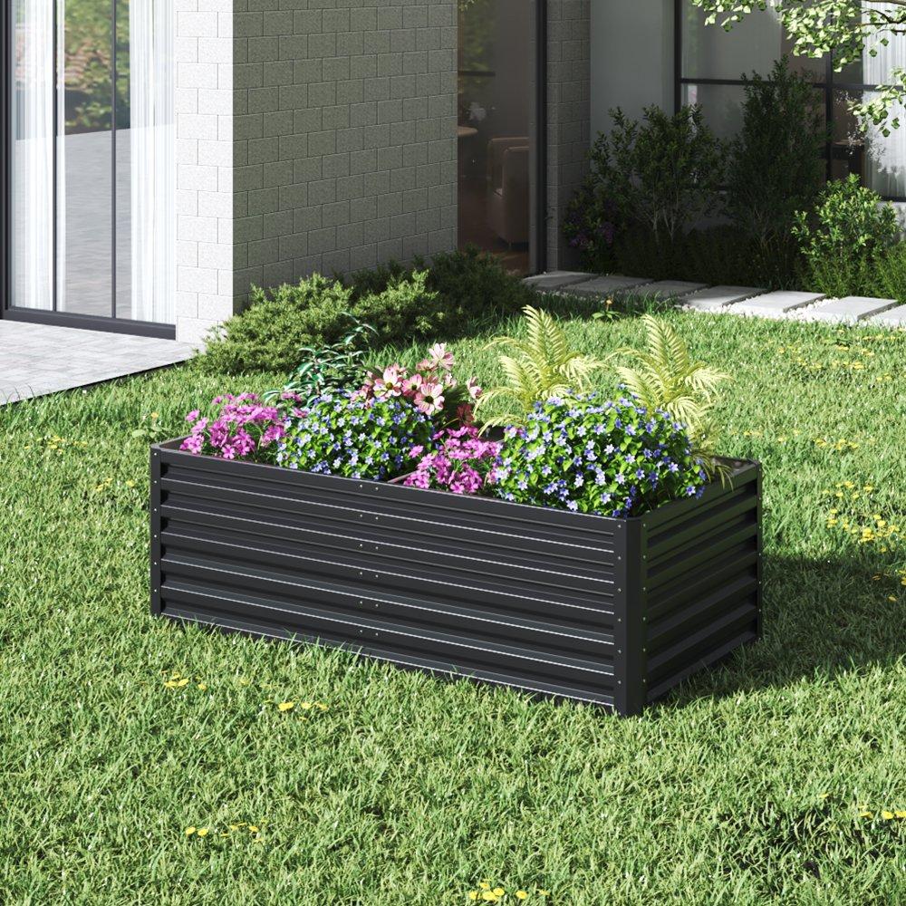 Breeins Metal Rectangular Raised Garden Bed Black