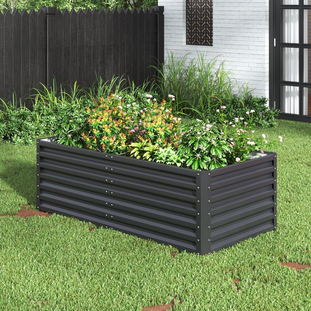 Black - Breeins - Metal Rectangular Raised Garden Bed Black - 2