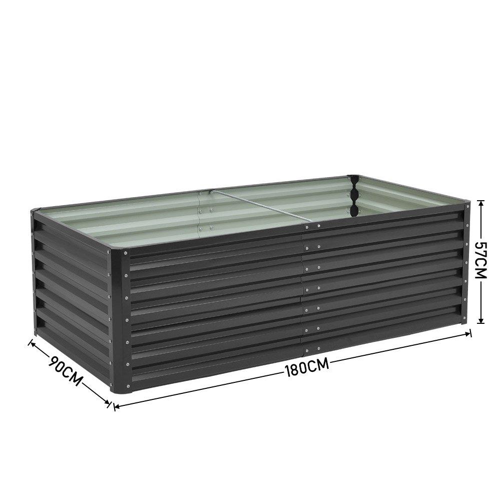 Black - Breeins - Metal Rectangular Raised Garden Bed Black - 4