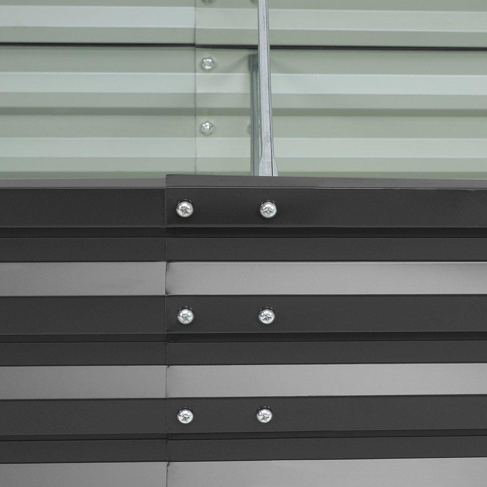 Black - Breeins - Metal Rectangular Raised Garden Bed Black - 6