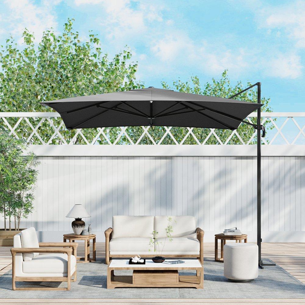 Grey - Breeins - Outdoor Garden 2.5M Cantilever Parasol Dark Grey - 2