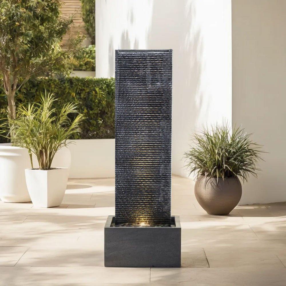 Black - Breeins - Outdoor Wall Standing Fountain Stone - 1