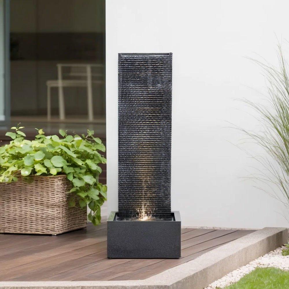 Black - Breeins - Outdoor Wall Standing Fountain Stone - 2