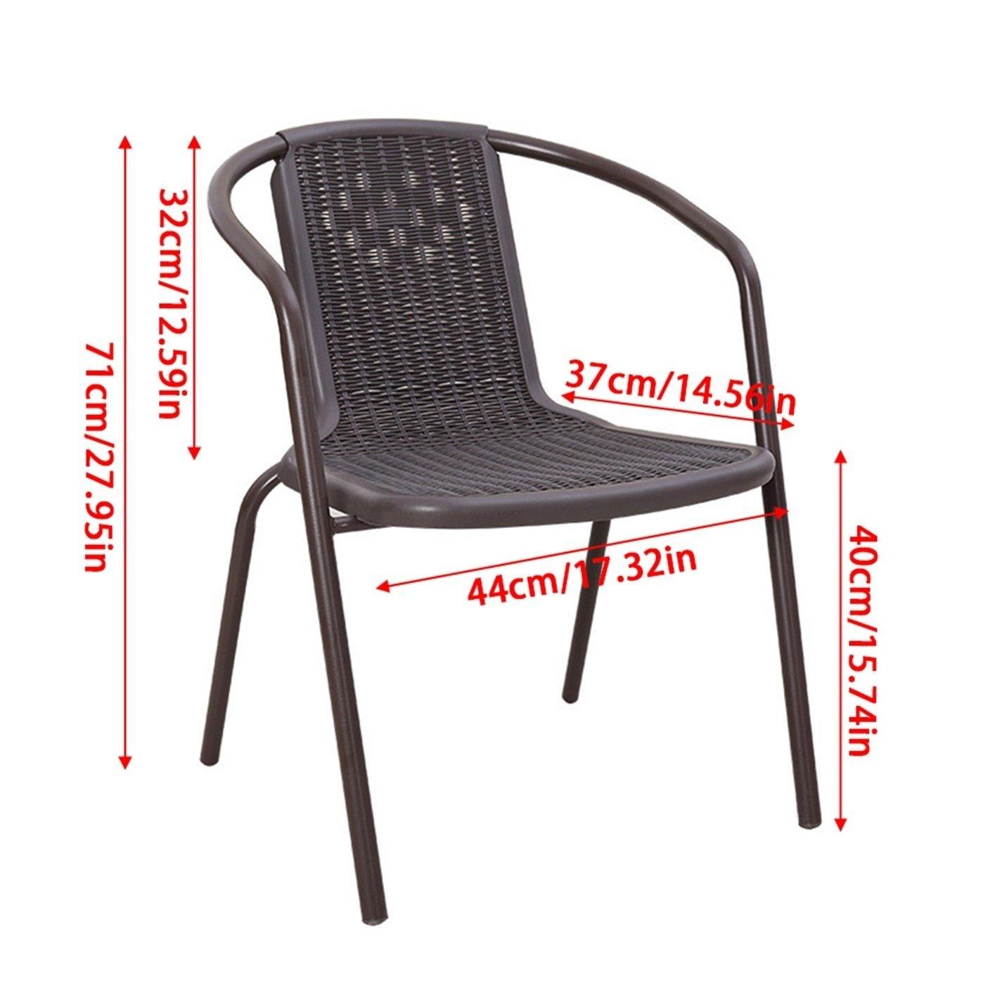 Brown - Breeins - 2 pcs PE Rattan Stacking Garden Chairs - 6