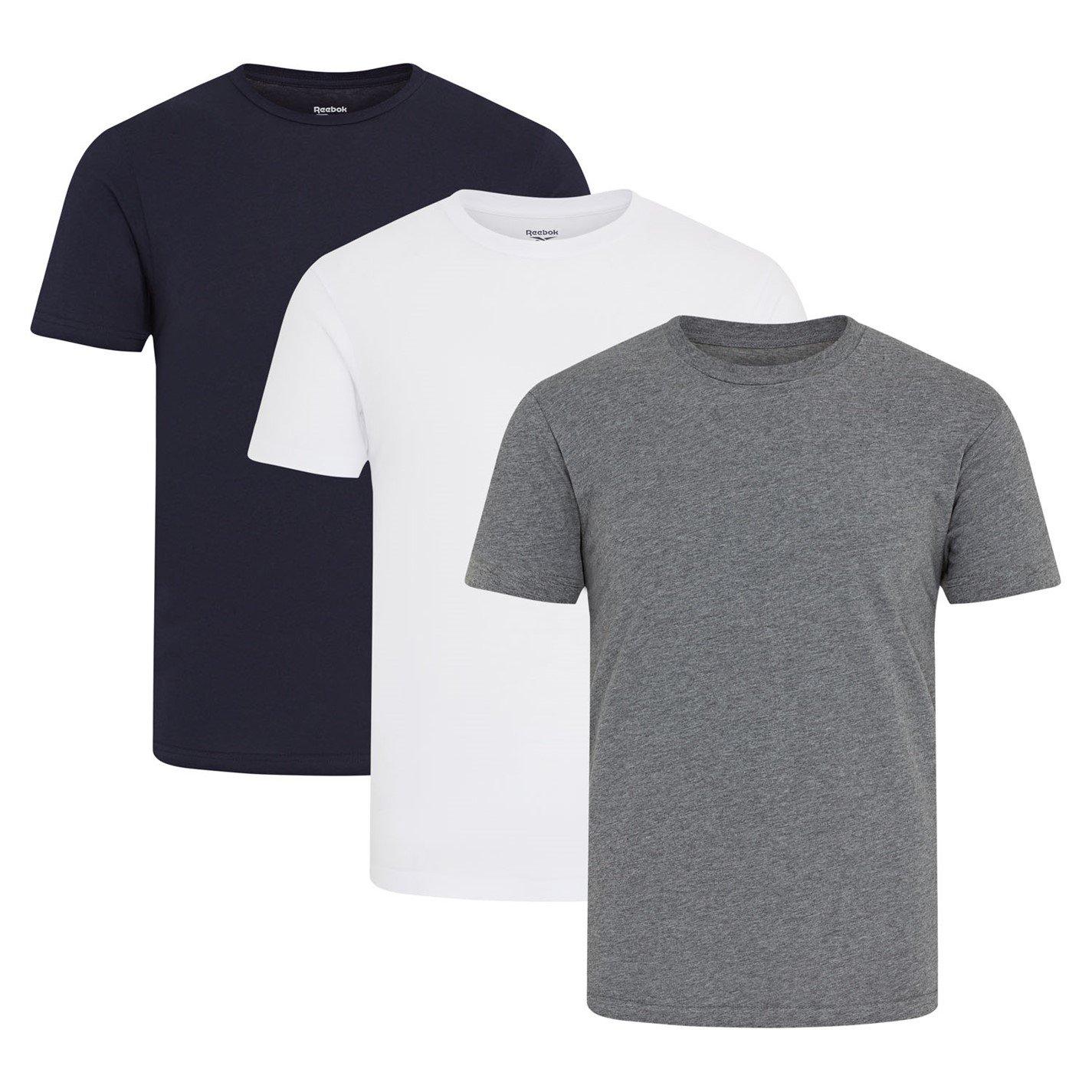 Navy/Char/White - Reebok - 3-Pack Cotton Short Sleeve Crew Neck T-Shirt - 14