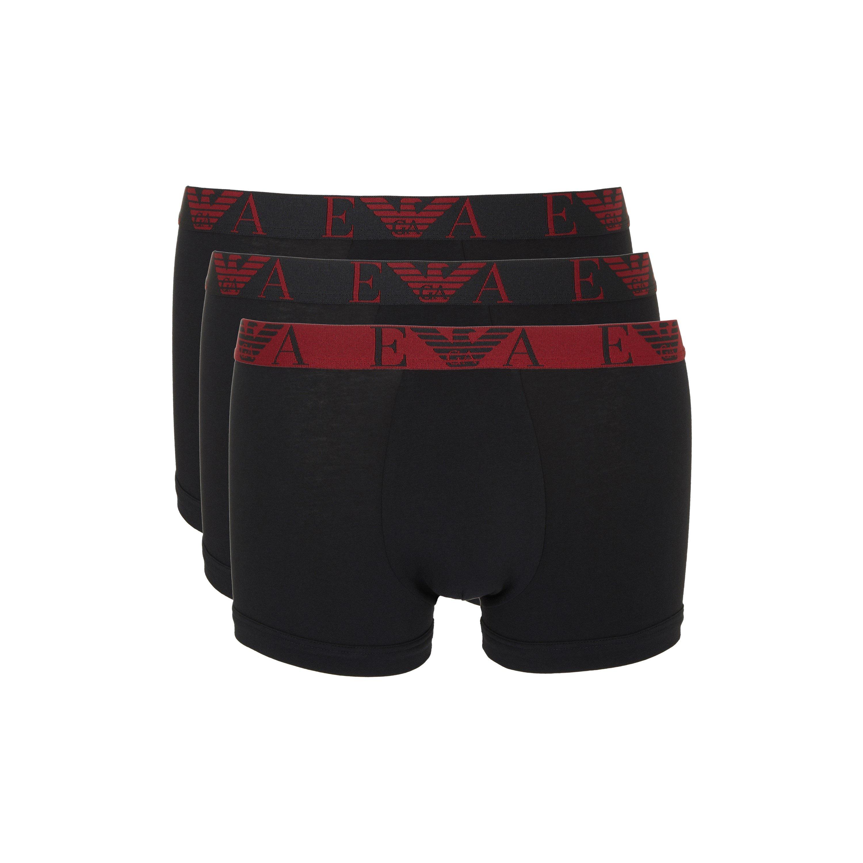 Emporio Armani 3-Pack Logo Trunks - Blk/Blk/Blk - Medium