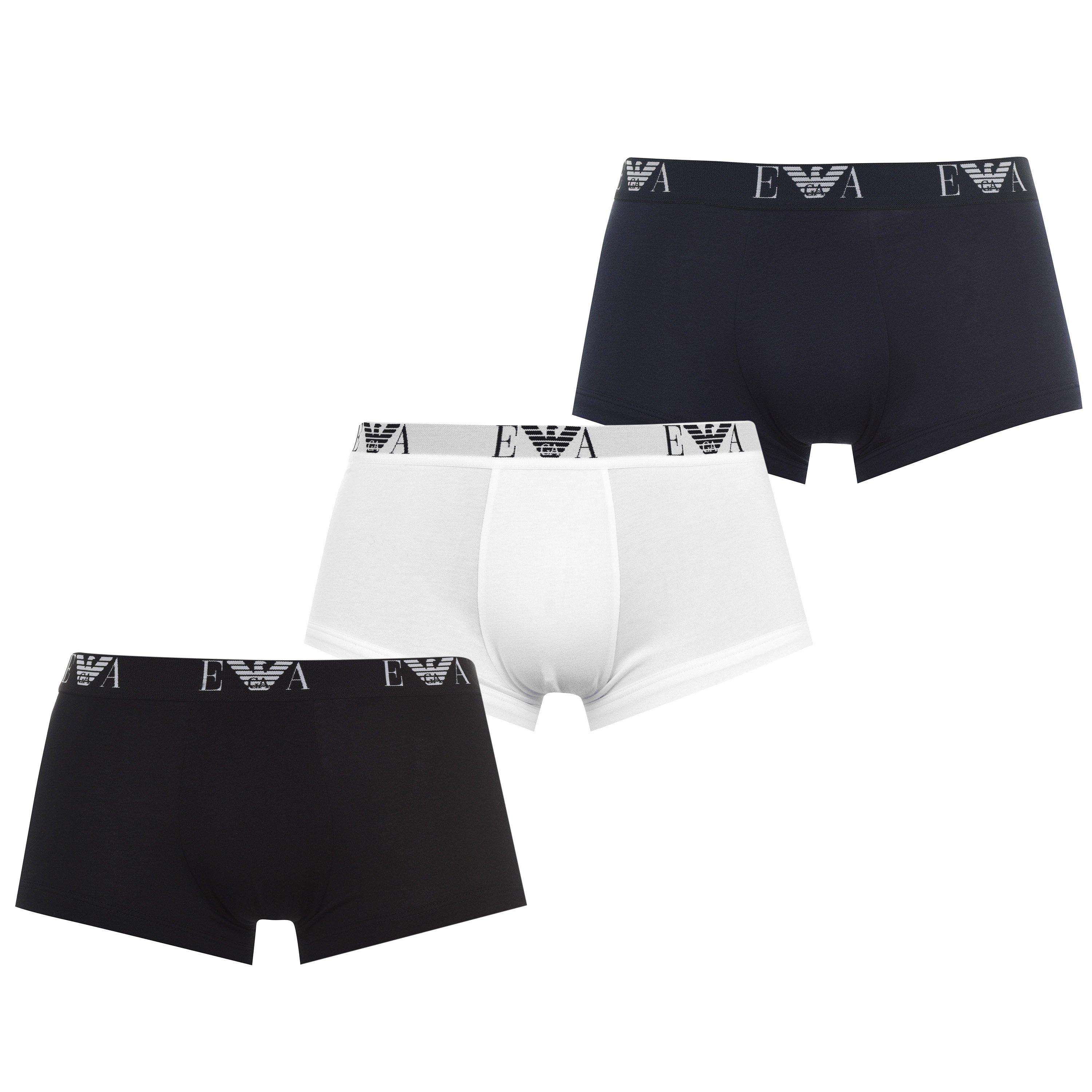 Emporio Armani 3-Pack Logo Trunks - Blk/Nvy/Wh56110 - X Large