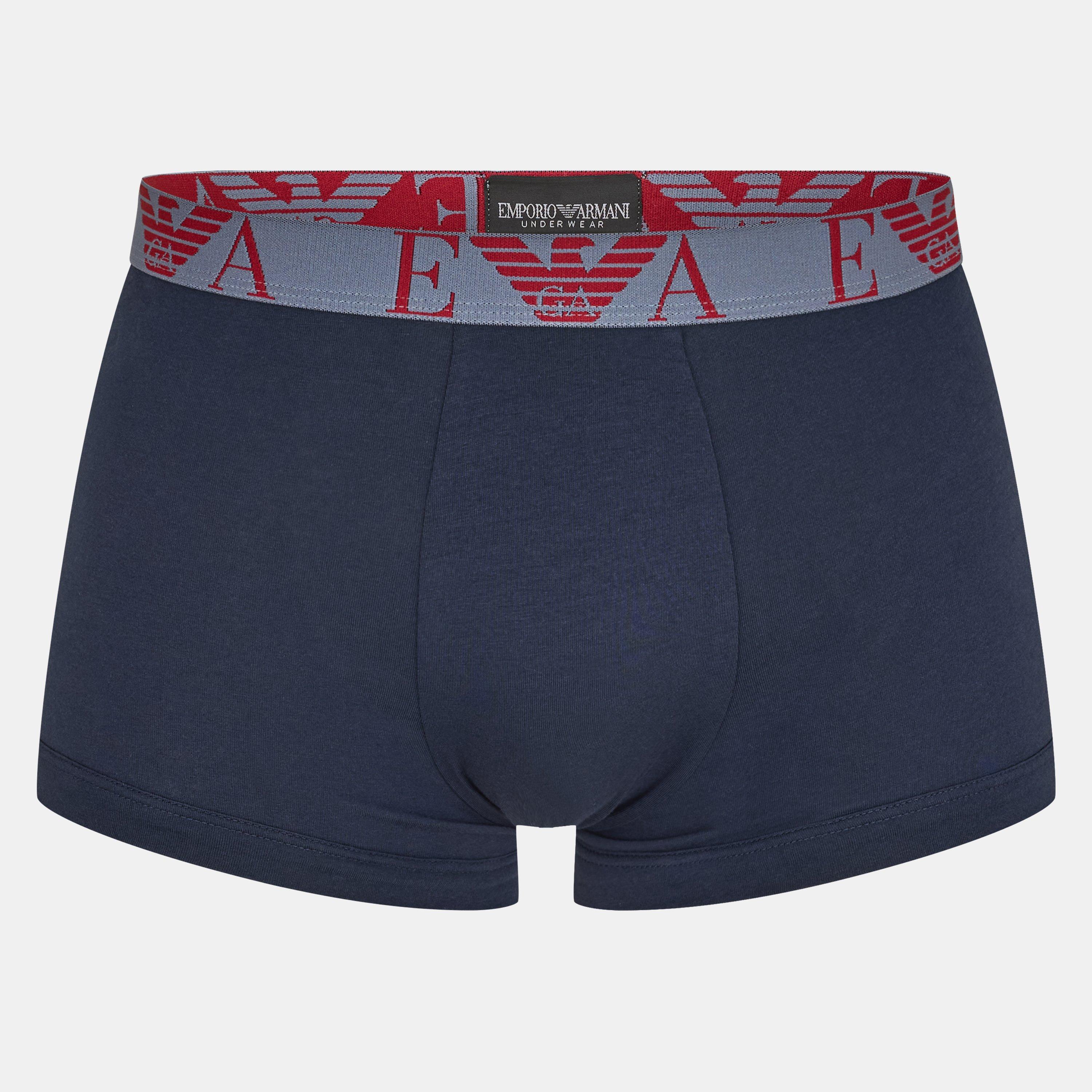 Emporio Armani Men's 3-Pack Logo Trunks - Blu/Red/Wht - Medium