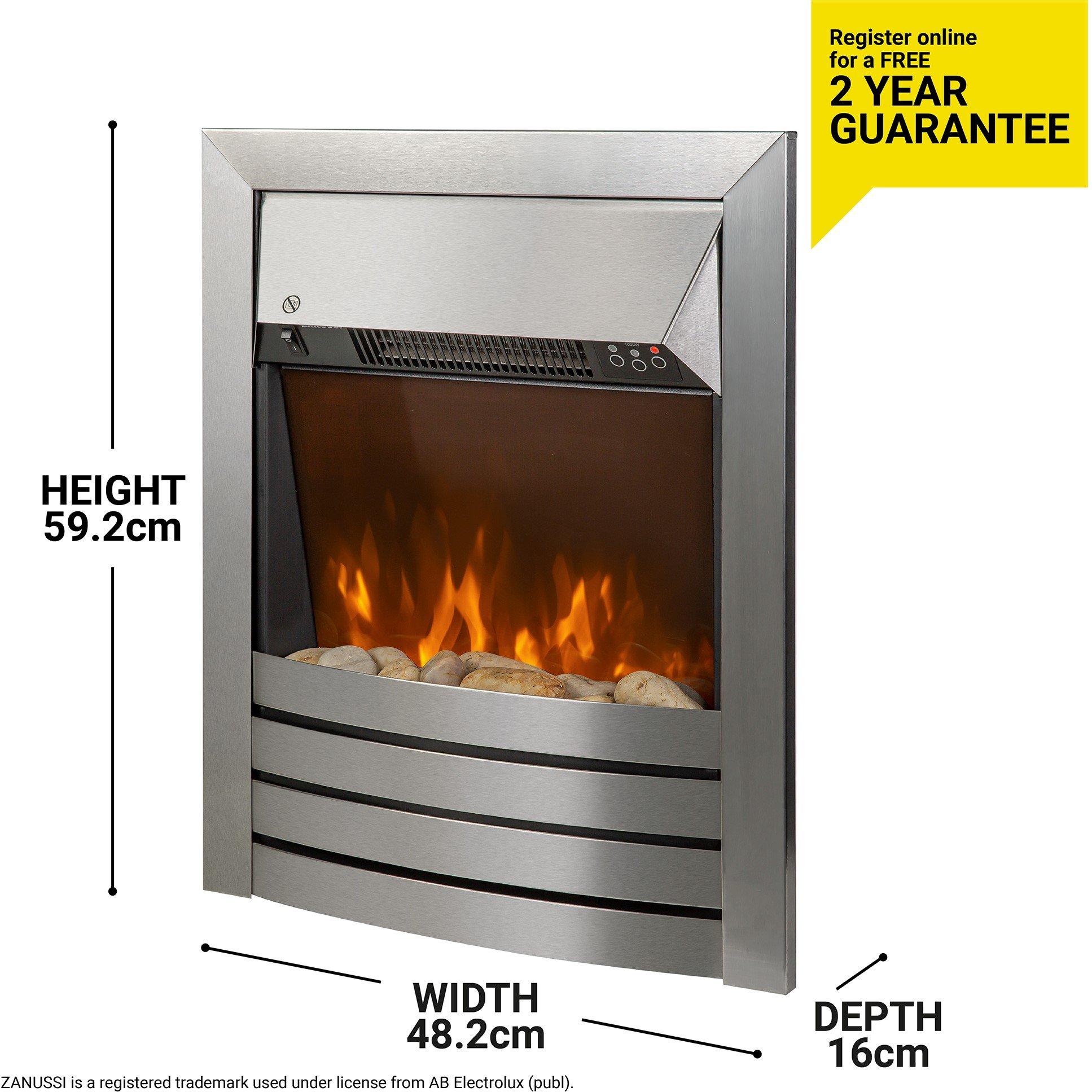 Stainless Steel - Zanussi - ZEFIST1001SS Electric Inset Fire - Stainless Steel - 2