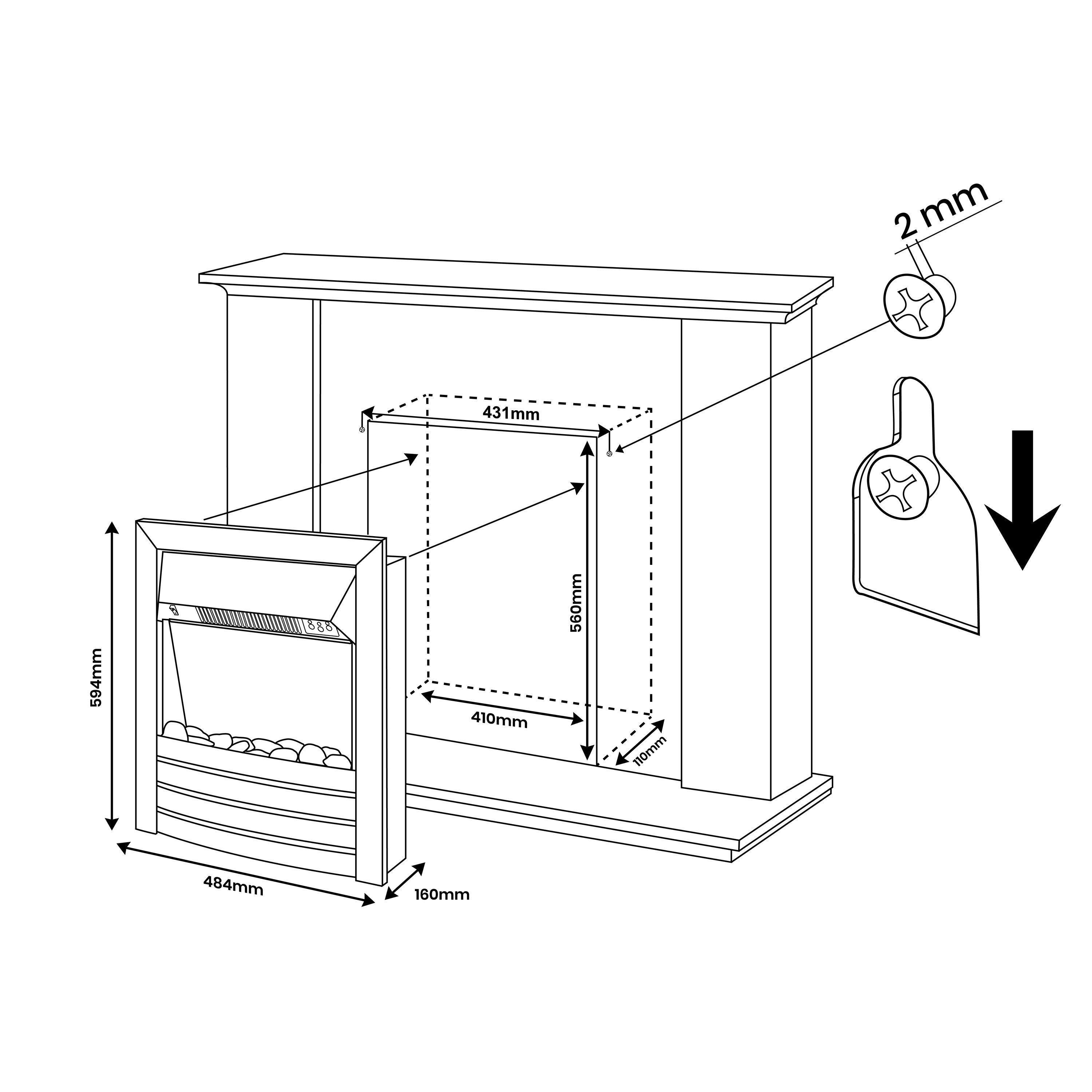 Stainless Steel - Zanussi - ZEFIST1001SS Electric Inset Fire - Stainless Steel - 8