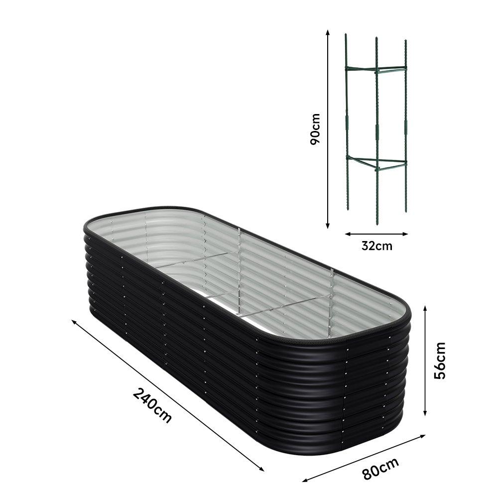 Black - Breeins - 240cm Oval-Shaped Steel Raised Garden Bed Black - 3