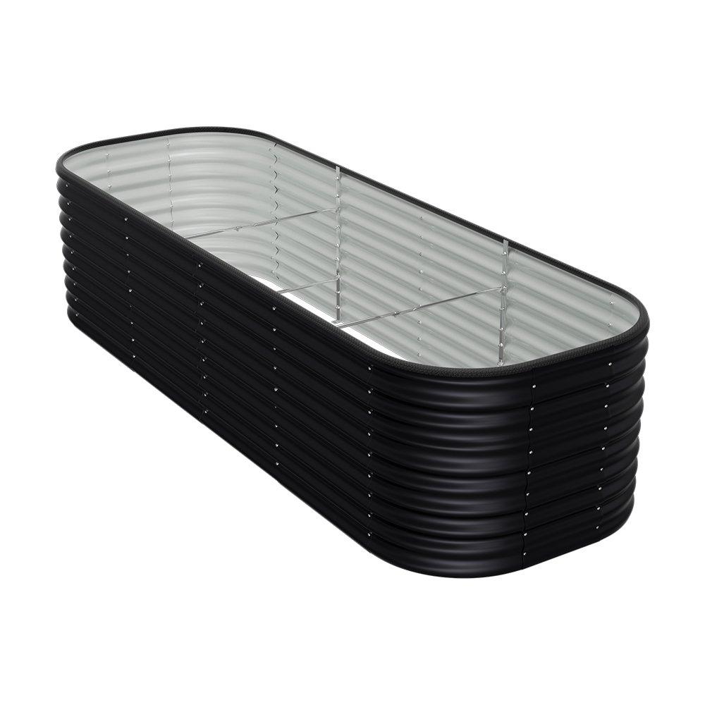 Black - Breeins - 240cm Oval-Shaped Steel Raised Garden Bed Black - 4